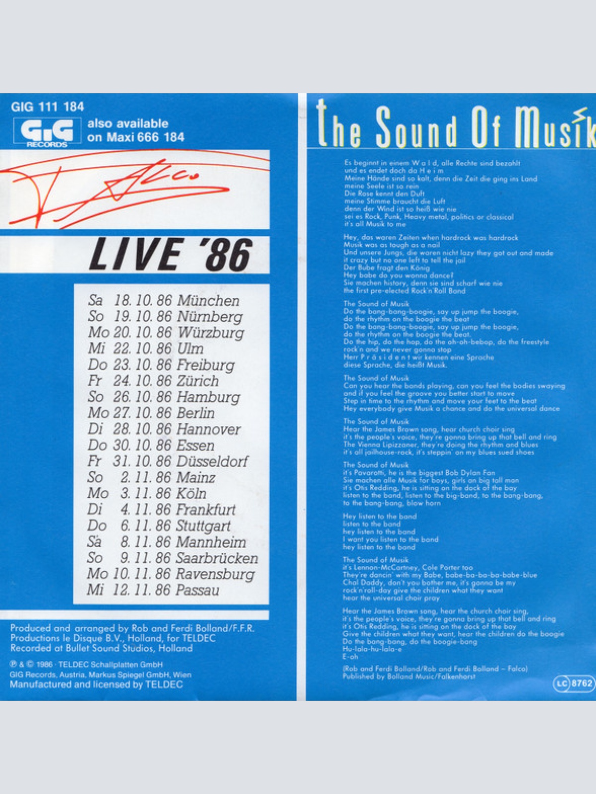 Vinyl / Falco - The Sound Of Musik