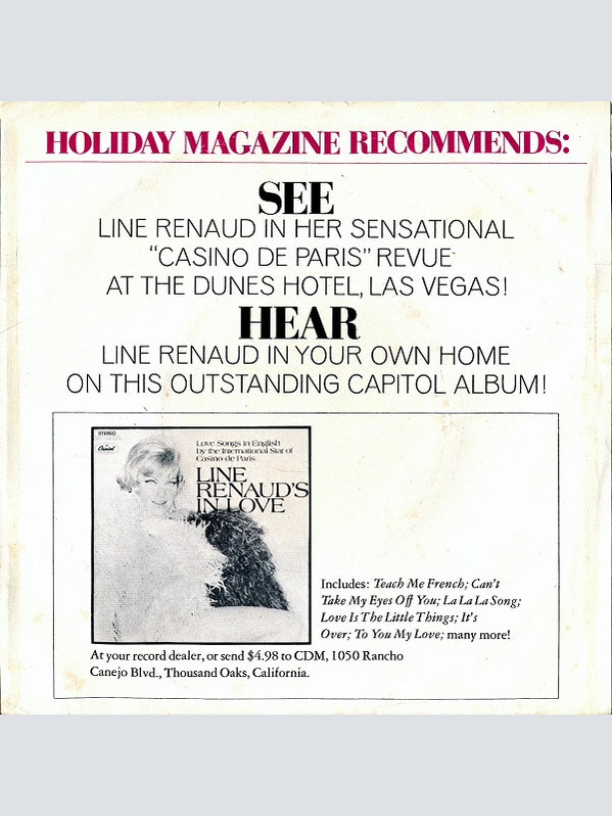 Vinyl / Line Renaud - Promotional Record