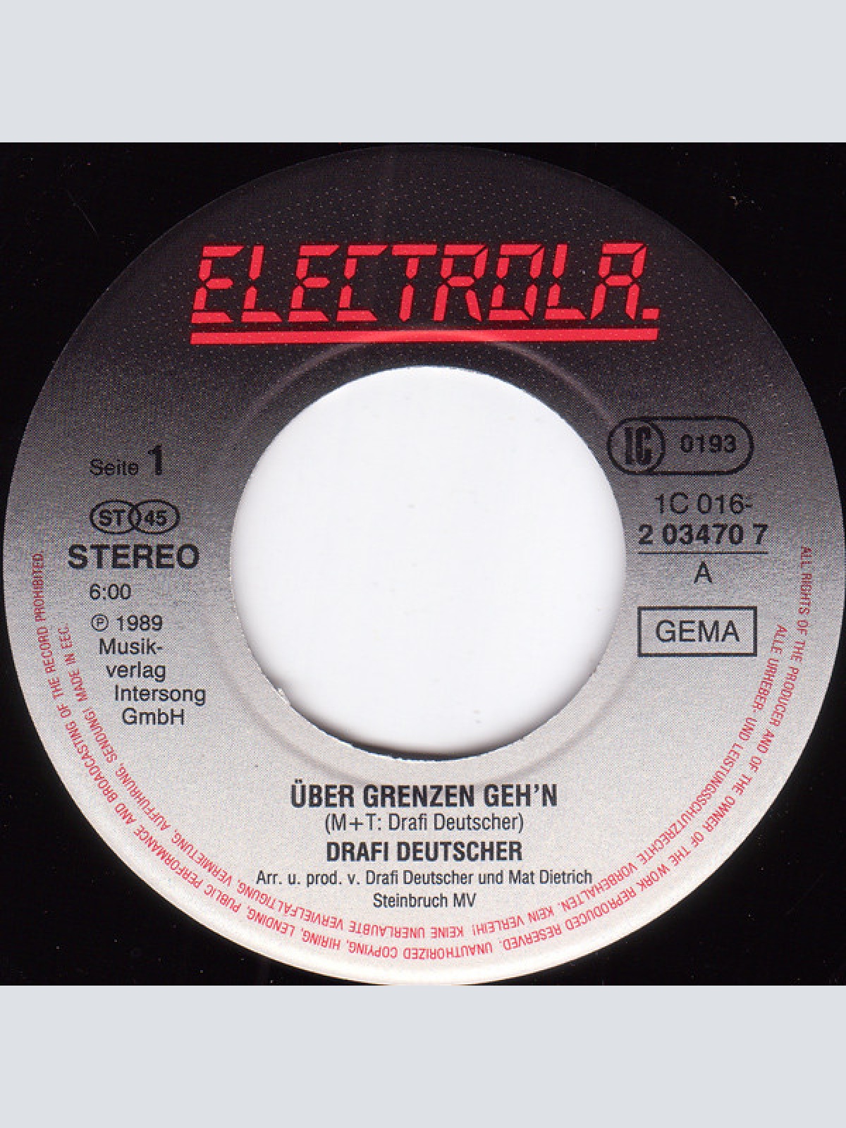 Vinyl / Drafi Deutscher - Über Grenzen Geh'n