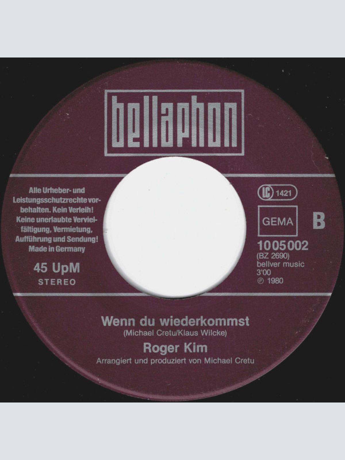 Vinyl / Roger Kim - Gib Sie Frei, Denn Sie Liebt Mich