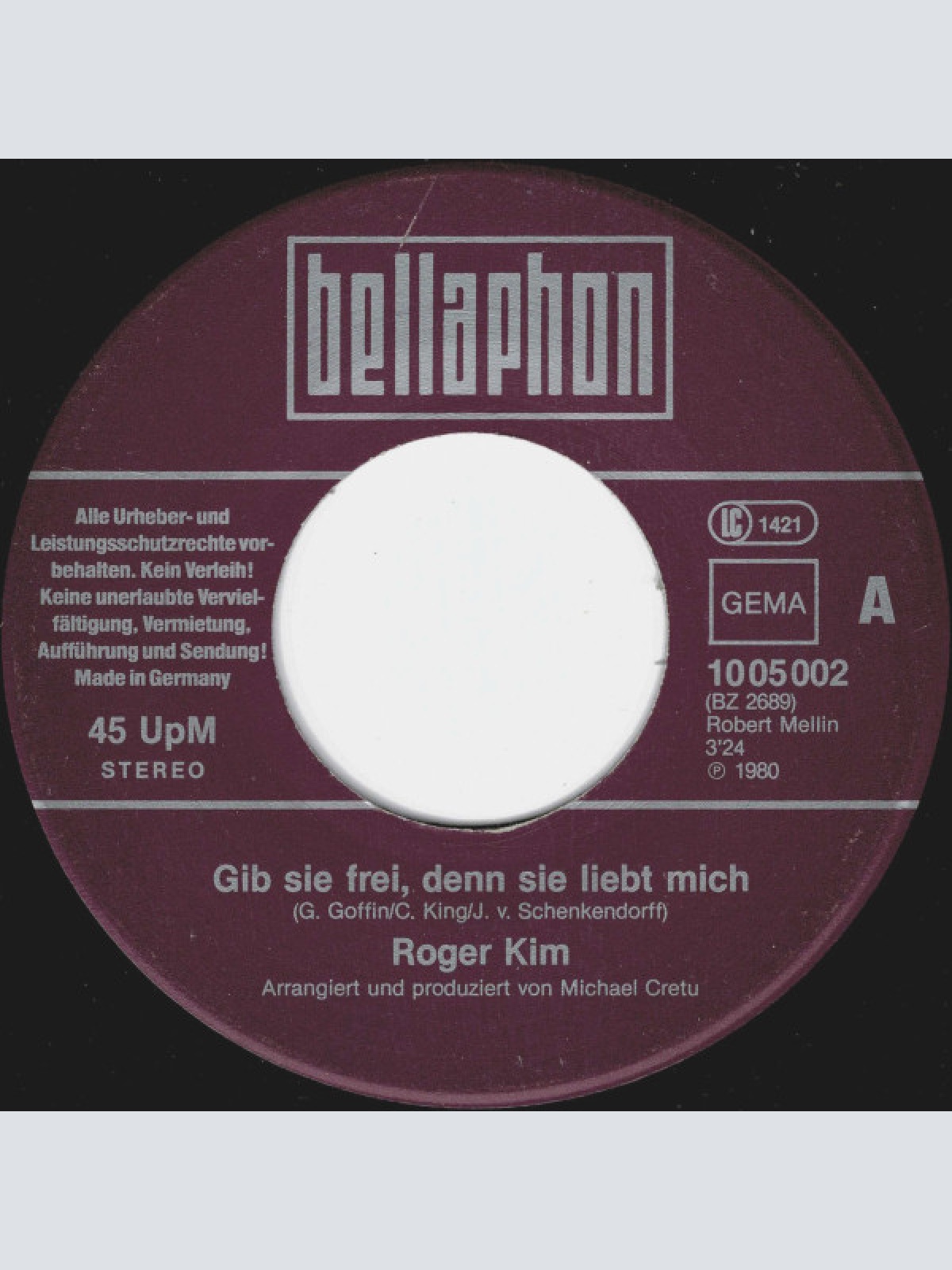Vinyl / Roger Kim - Gib Sie Frei, Denn Sie Liebt Mich