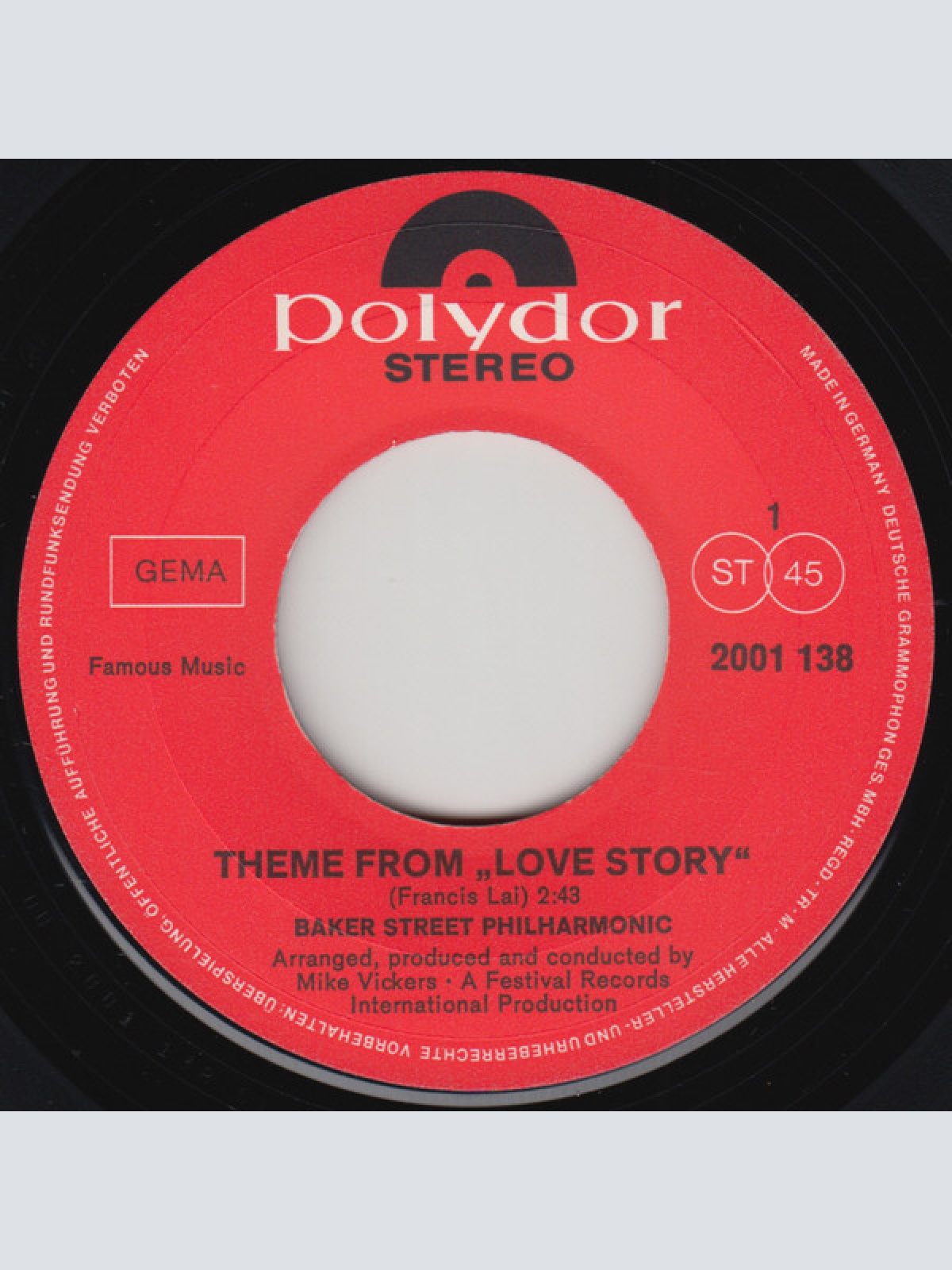 Vinyl / Baker Street Philharmonic - Theme From Love Story / The Last One