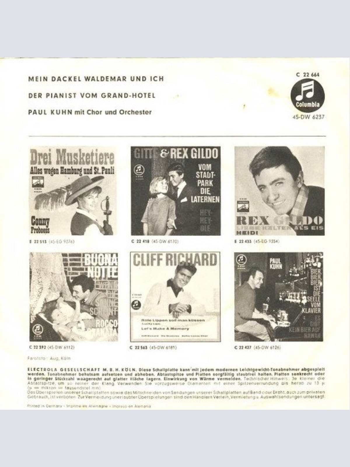 Vinyl / Paul Kuhn - Mein Dackel Waldemar Und Ich / Der Pianist Vom Grand-Hotel