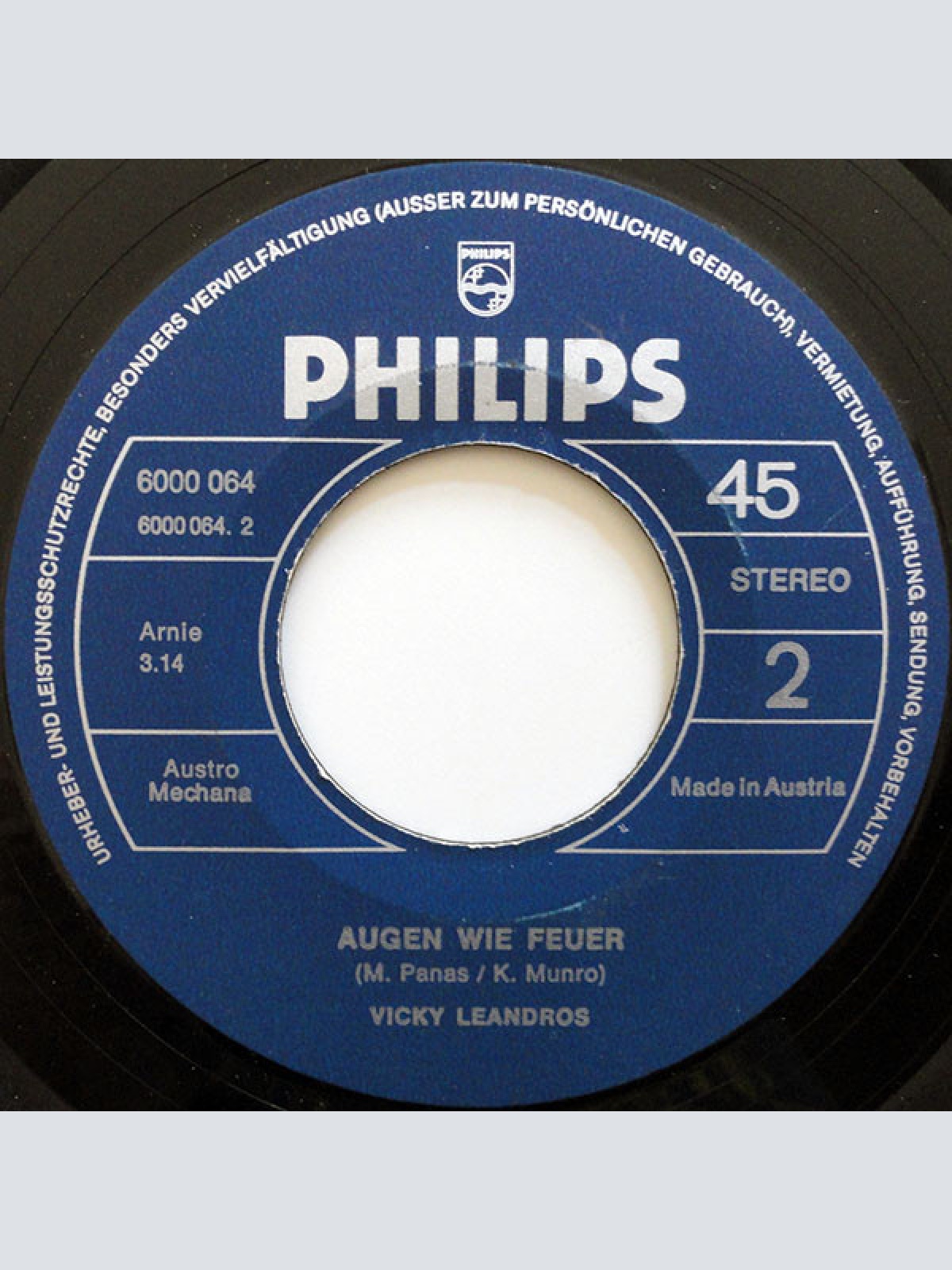 Vinyl / Vicky Leandros - Ich Hab' Die Liebe Geseh'n / Augen Wie Feuer