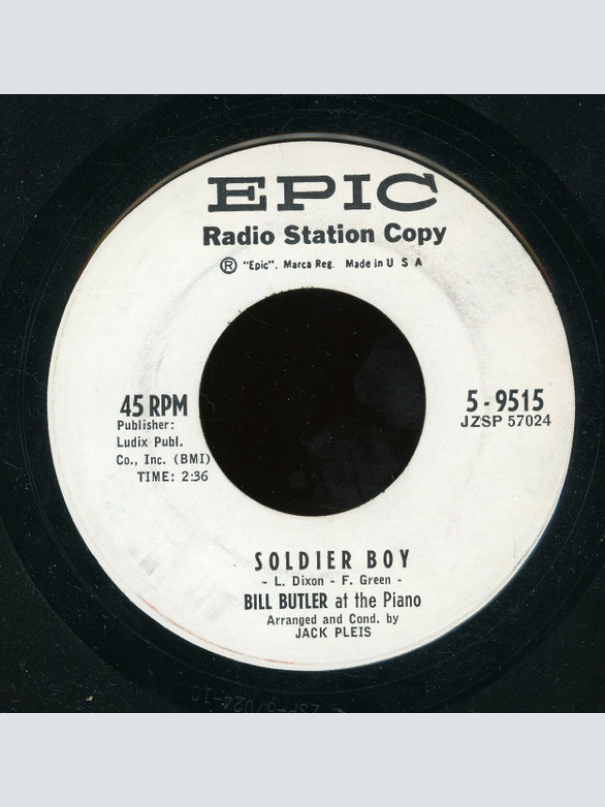 Vinyl / Bill Butler (7) - Bill Butler At The Piano - Just For Tonight / Soldier Boy