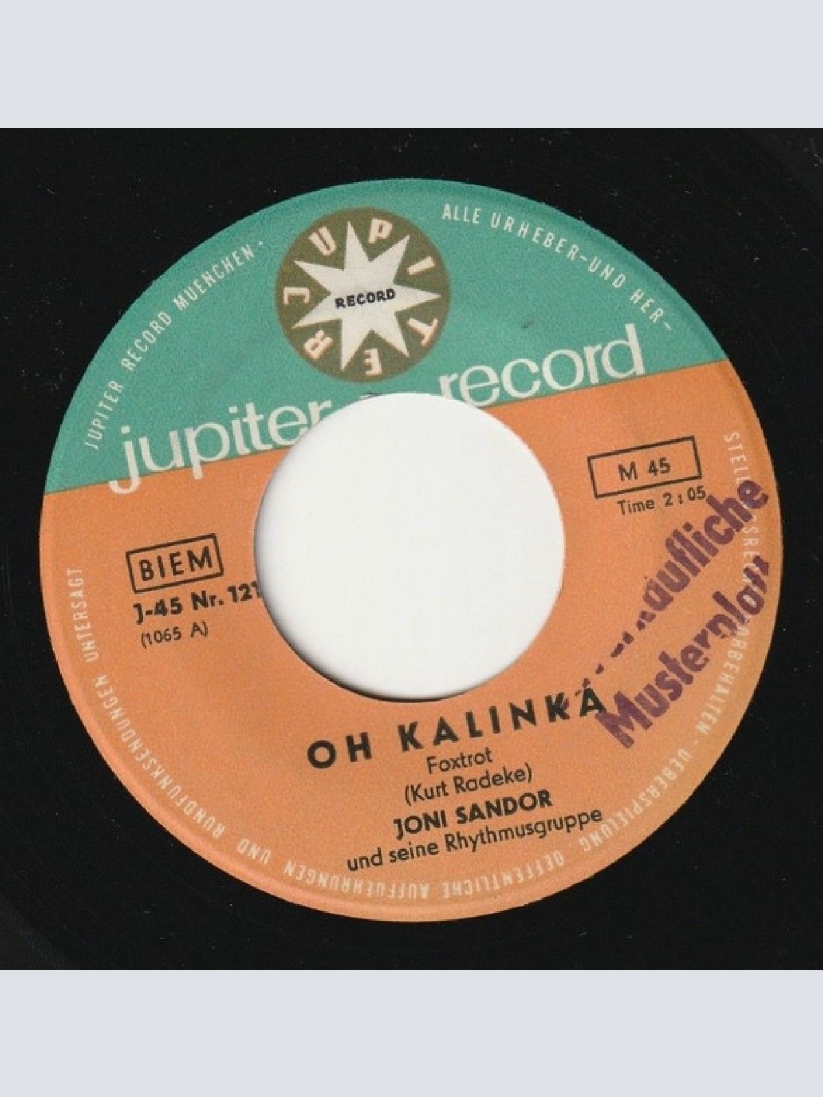 Vinyl / Joni Sandor And His Rythem-Group - Oh Kalinka / Schwarze Augen