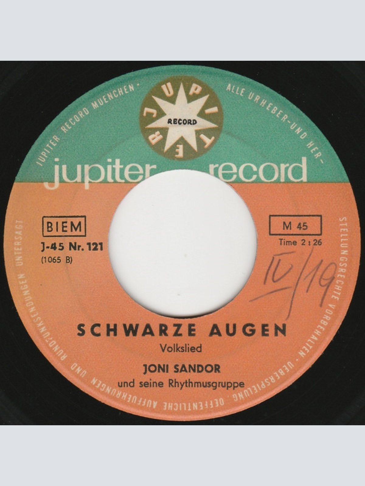 Vinyl / Joni Sandor And His Rythem-Group - Oh Kalinka / Schwarze Augen