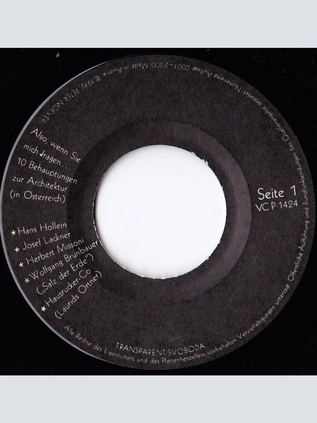 Vinyl / Various - Also, Wenn Sie Mich Fragen...