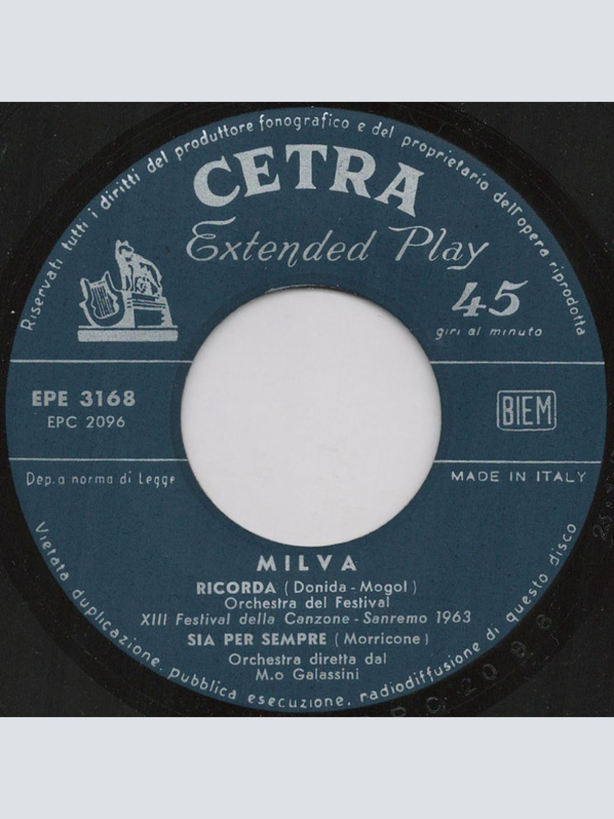 Vinyl / Milva - San Remo 1963