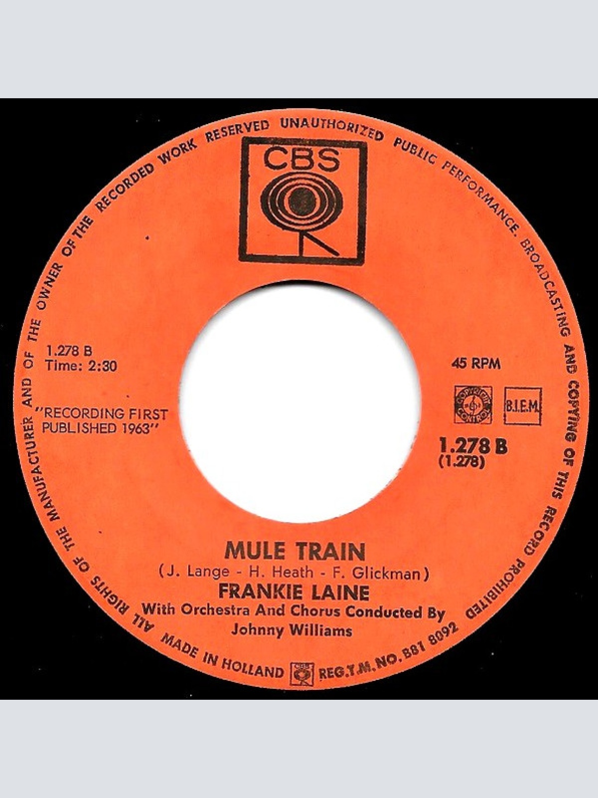 Vinyl / Frankie Laine - Riders In The Sky / Mule Train