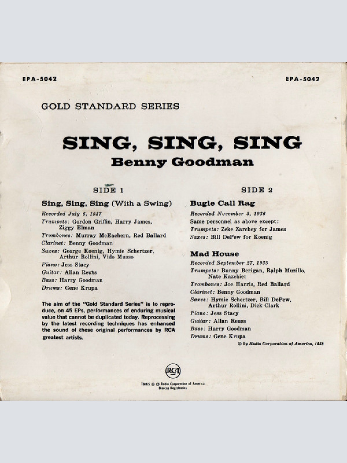 Vinyl / Benny Goodman - Sing Sing Sing