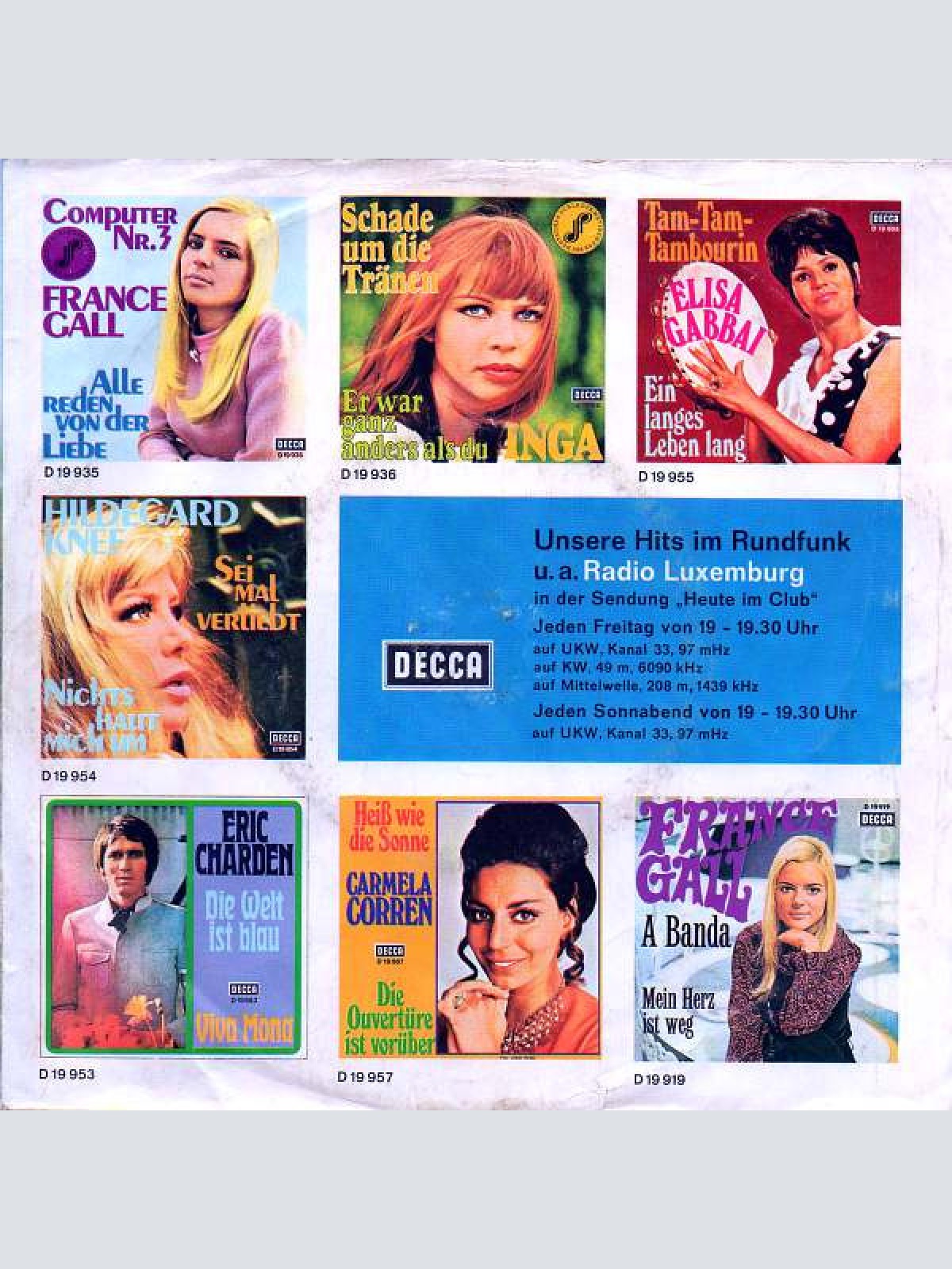 Vinyl / Caterina Valente - Una Canzone / Tausend Rosarote Pfeile