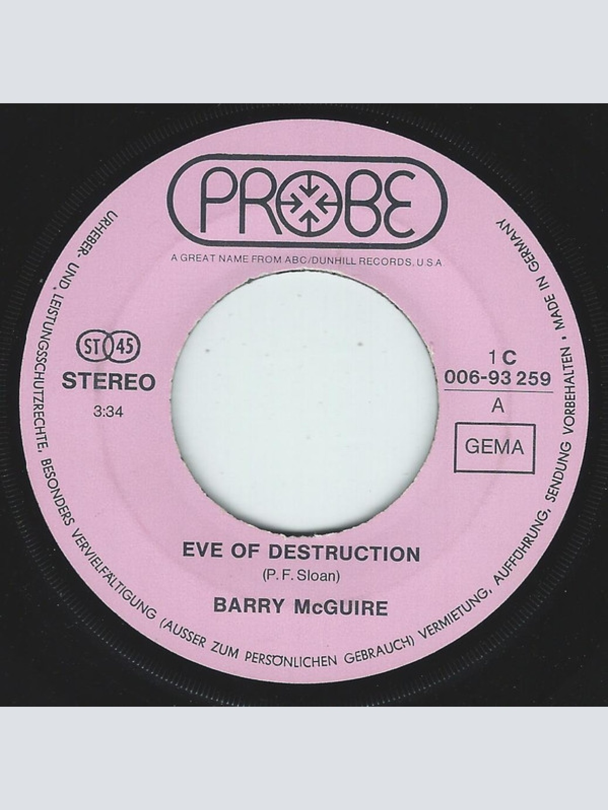 Vinyl / Barry McGuire - Eve Of Destruction / You Were On My Mind