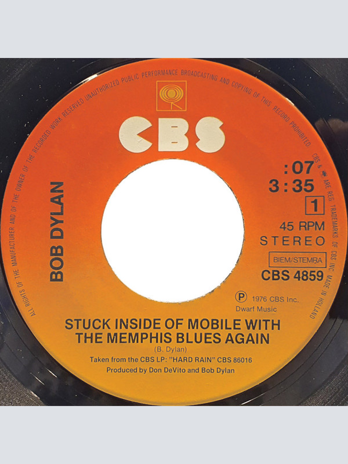 Vinyl / Bob Dylan - Stuck Inside Of Mobile With The Memphis Blues Again / Rita May