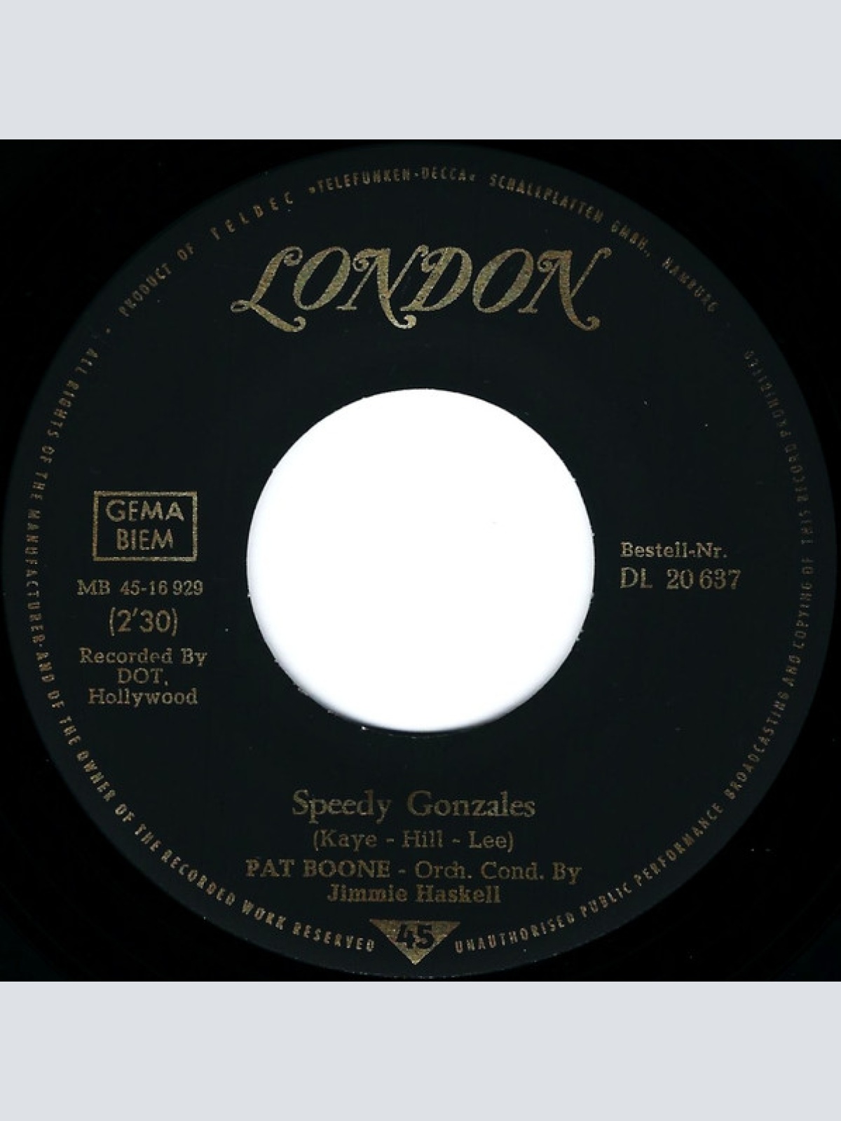 Vinyl / Pat Boone - Speedy Gonzales (Kleiner Gonzales) / The Locket