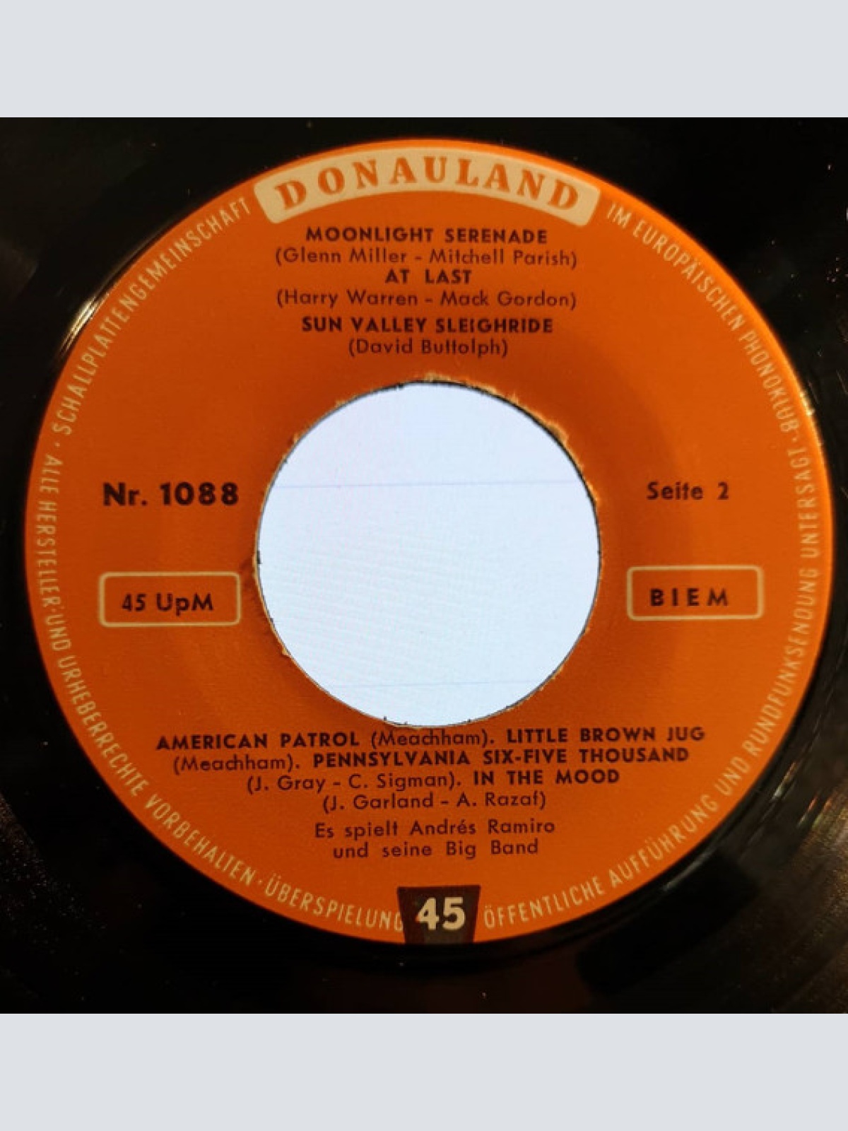 Vinyl / Andrés Ramiro Und Seine Big Band* - After You've Gone / Moonlight Serenade