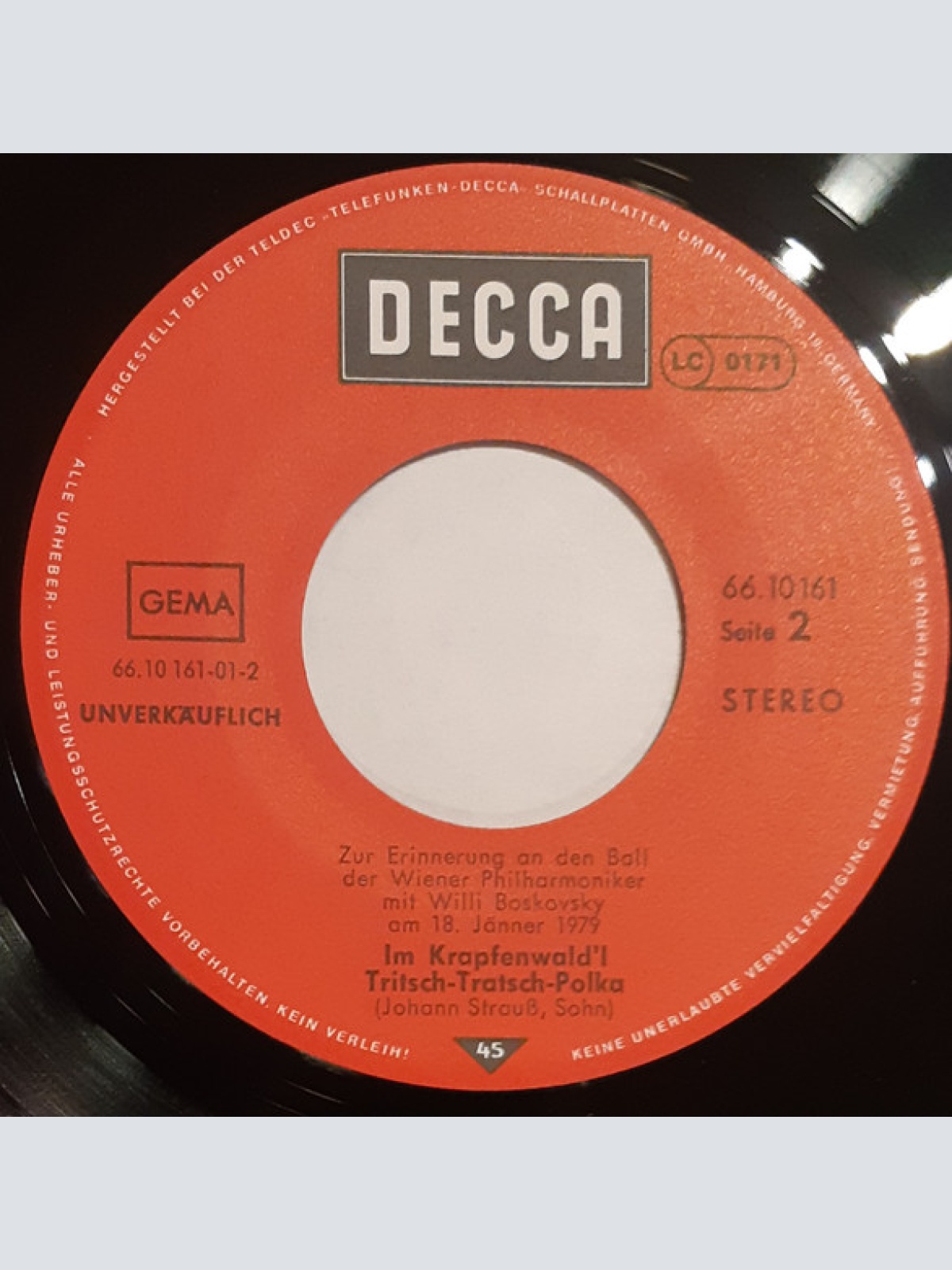 Vinyl / Wiener Philharmoniker - Rosen Aus Dem Süden / Im Krapfenwald'l / Tritsch-Tratsch-Polka