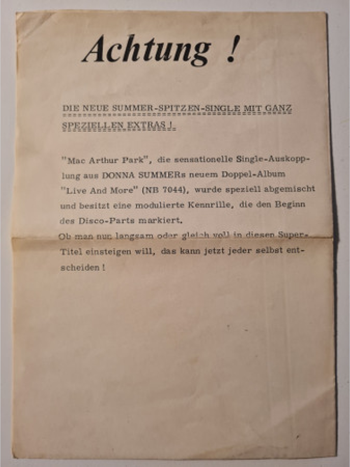 Vinyl / Donna Summer - MacArthur Park