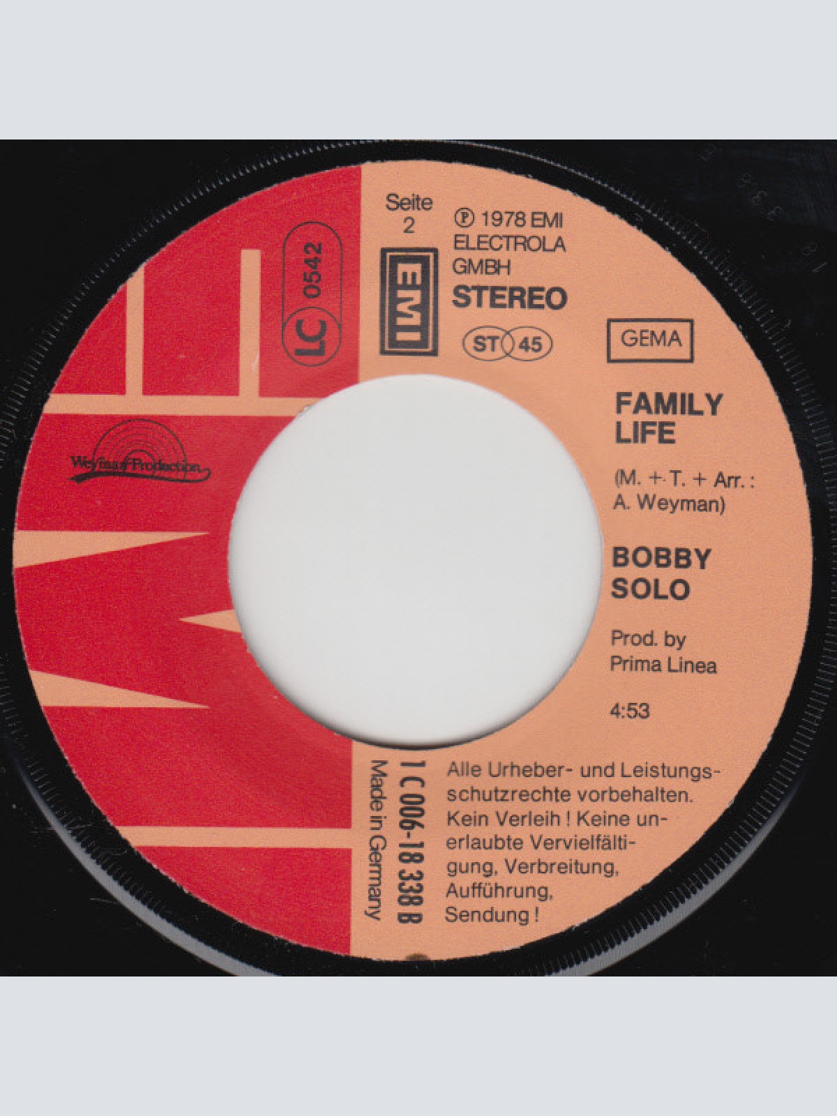 Vinyl / Bobby Solo - Una Lacrima Sul Viso