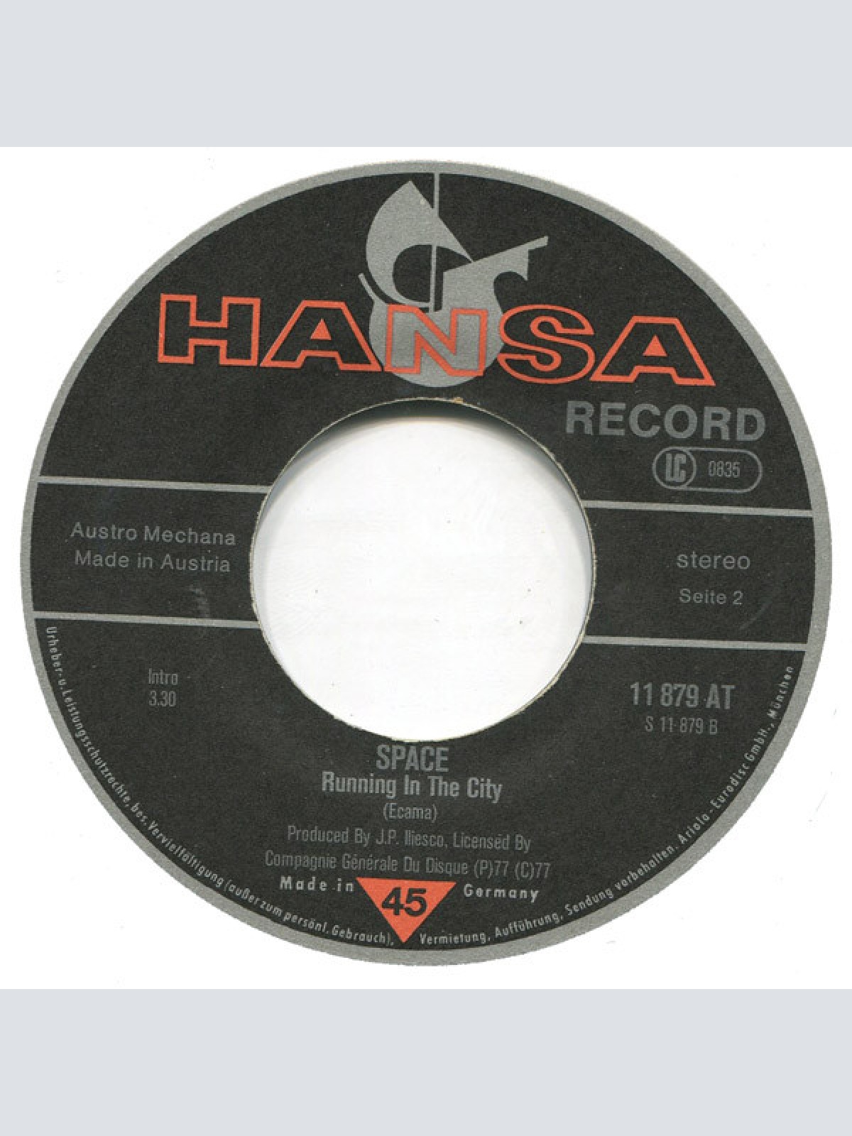 Vinyl / Space - Air Force / Running In The City