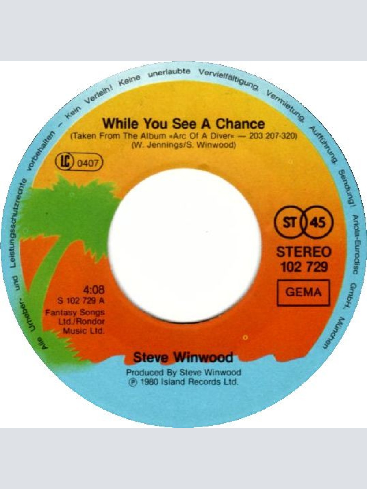 Vinyl / Steve Winwood - While You See A Chance