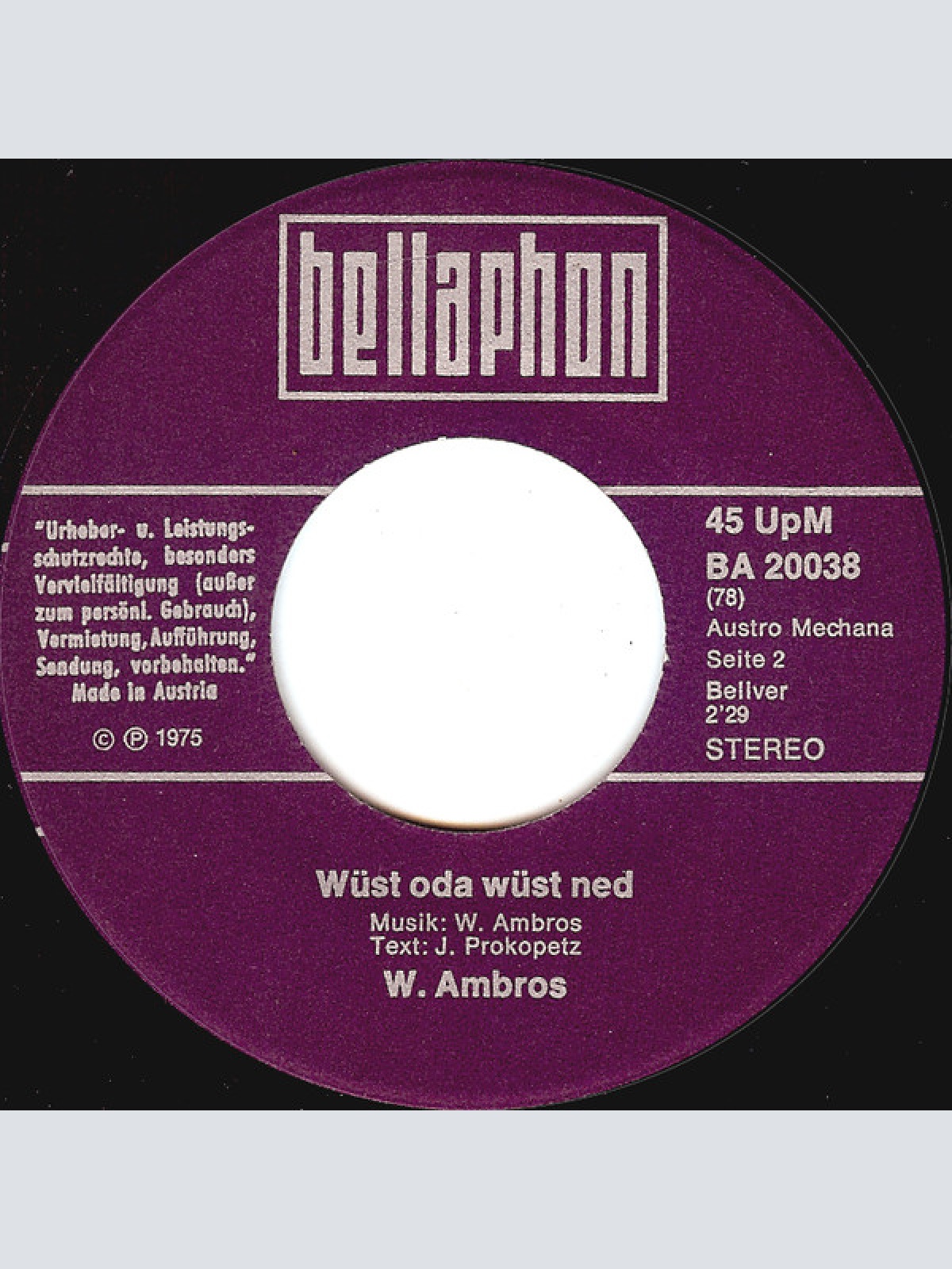 Vinyl / W. Ambros* - Gö, Do Schaust / Wüst Oda Wüst Ned