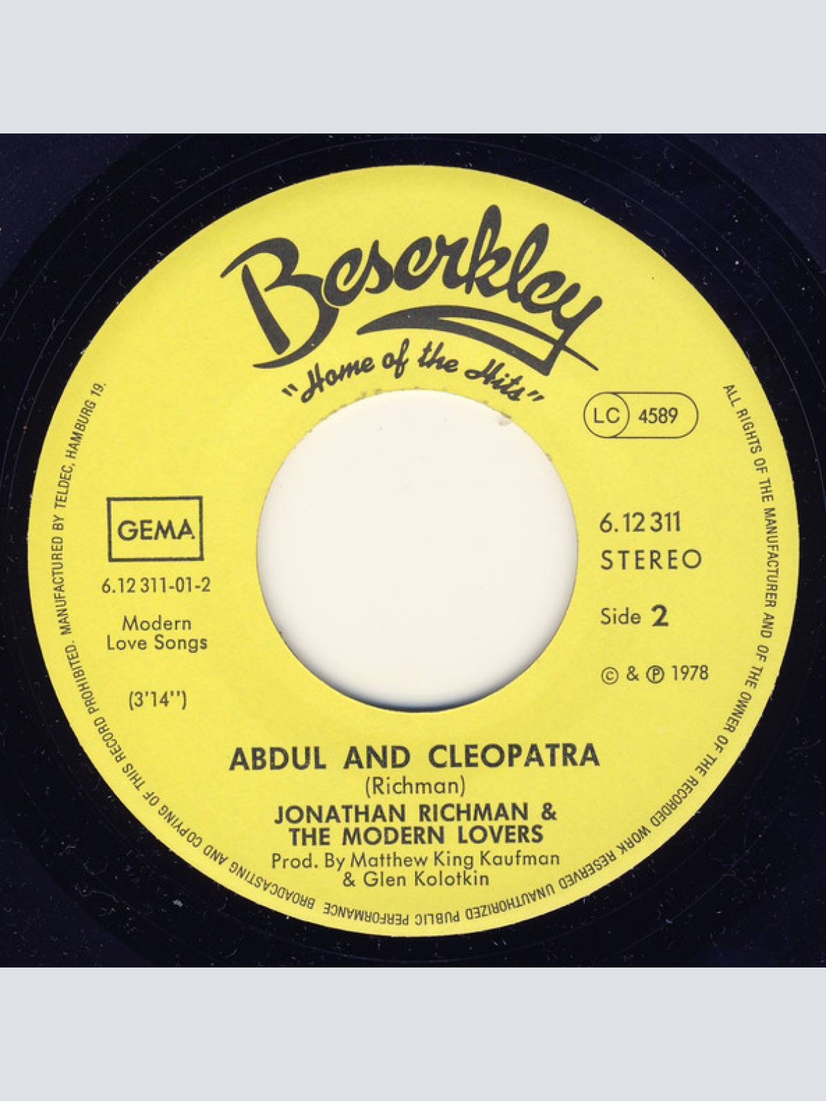 Vinyl / Jonathan Richman & The Modern Lovers - Buzz, Buzz / Abdul & Cleopatra