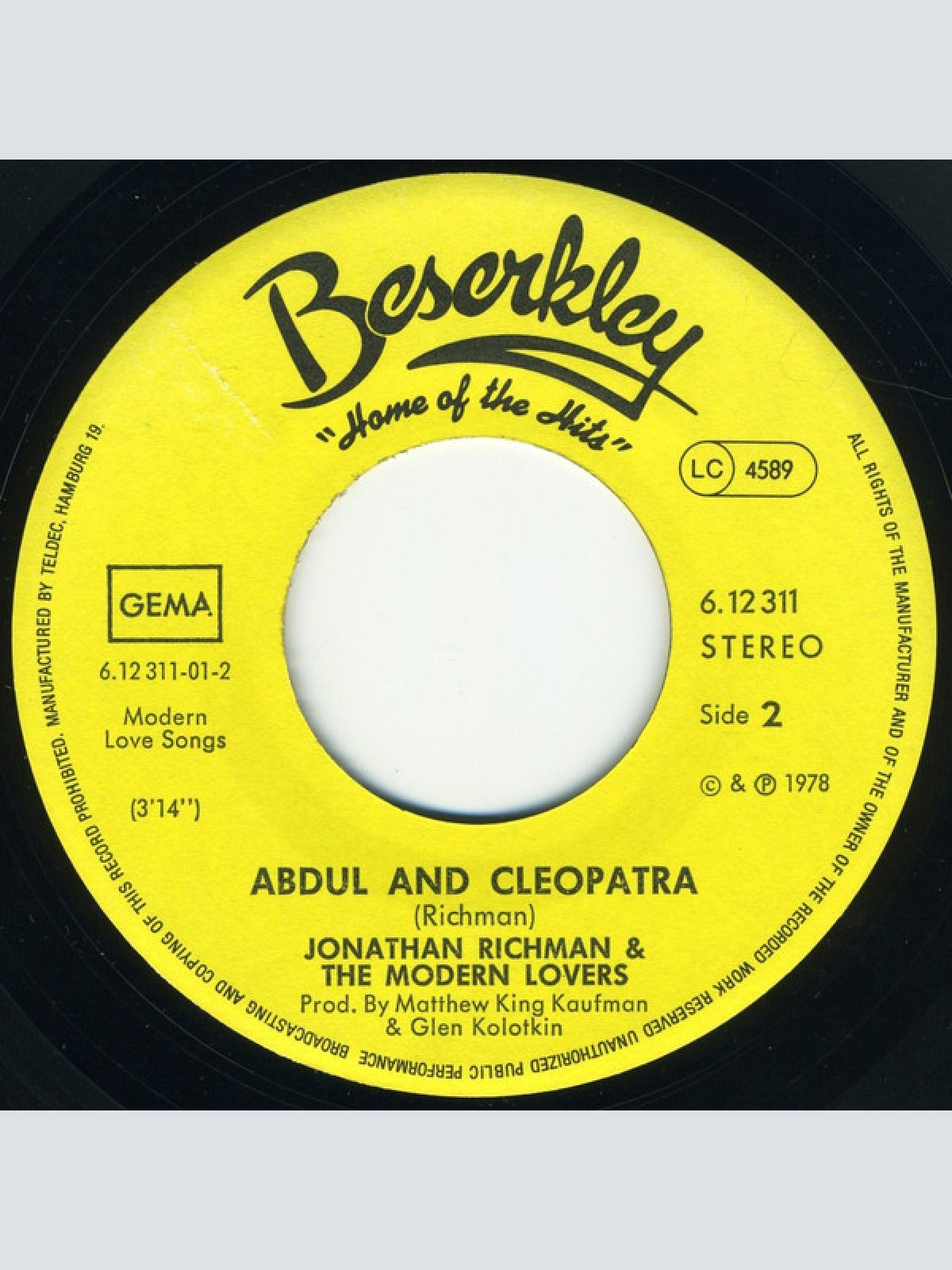 Vinyl / Jonathan Richman & The Modern Lovers - Buzz, Buzz / Abdul & Cleopatra