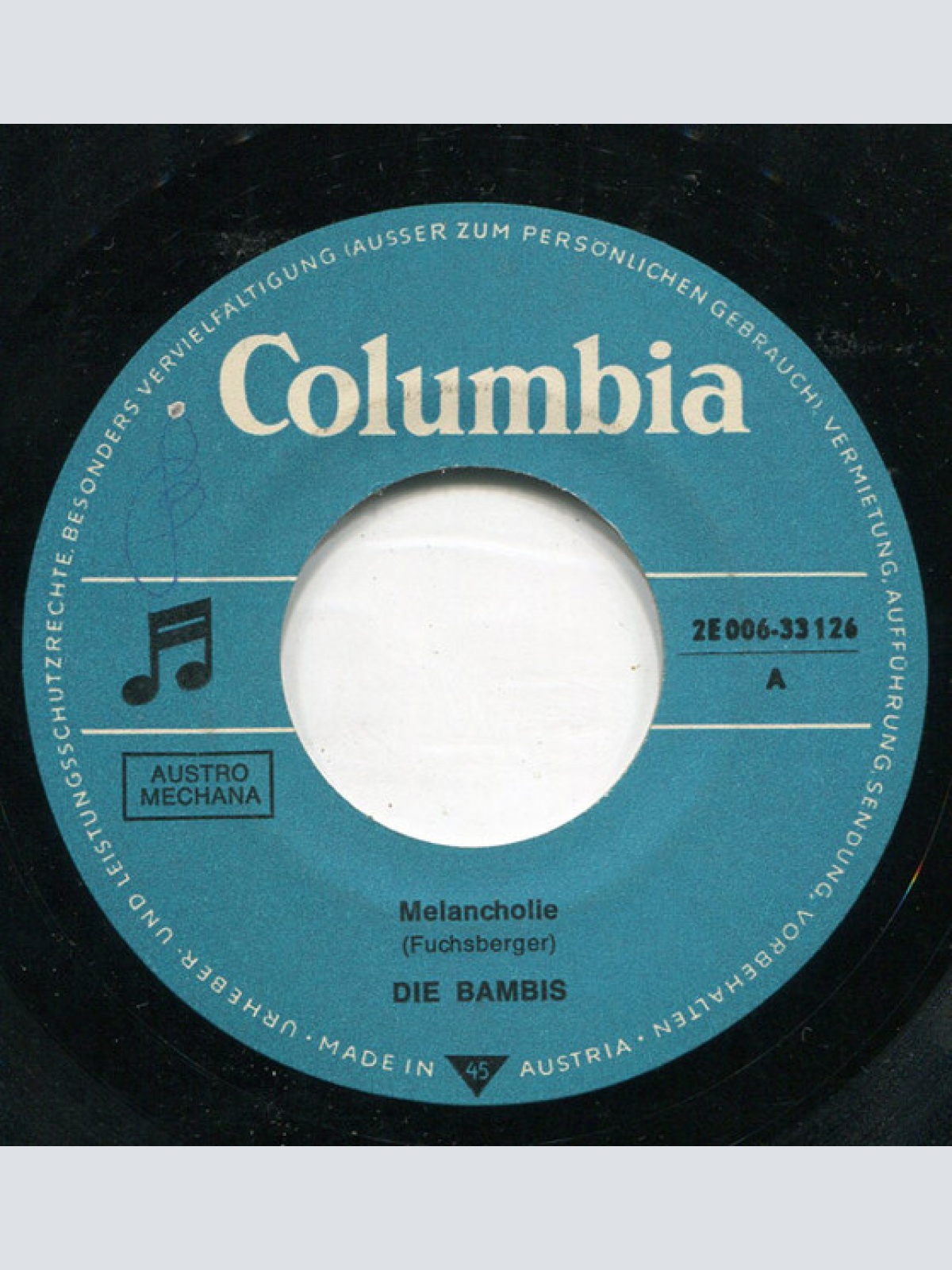 Vinyl / Die Bambis - Melancholie / Es War Nur Eine Liebelei