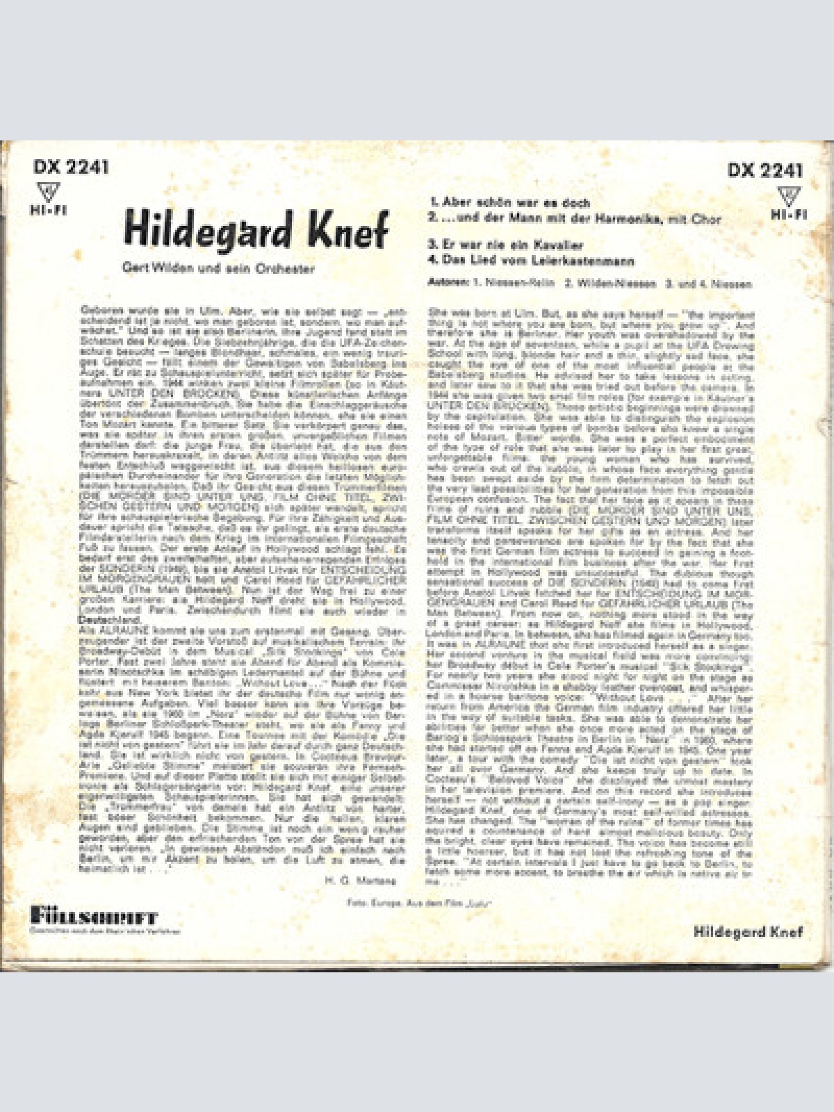 Vinyl / Hildegard Knef - Aber Schön War Es Doch