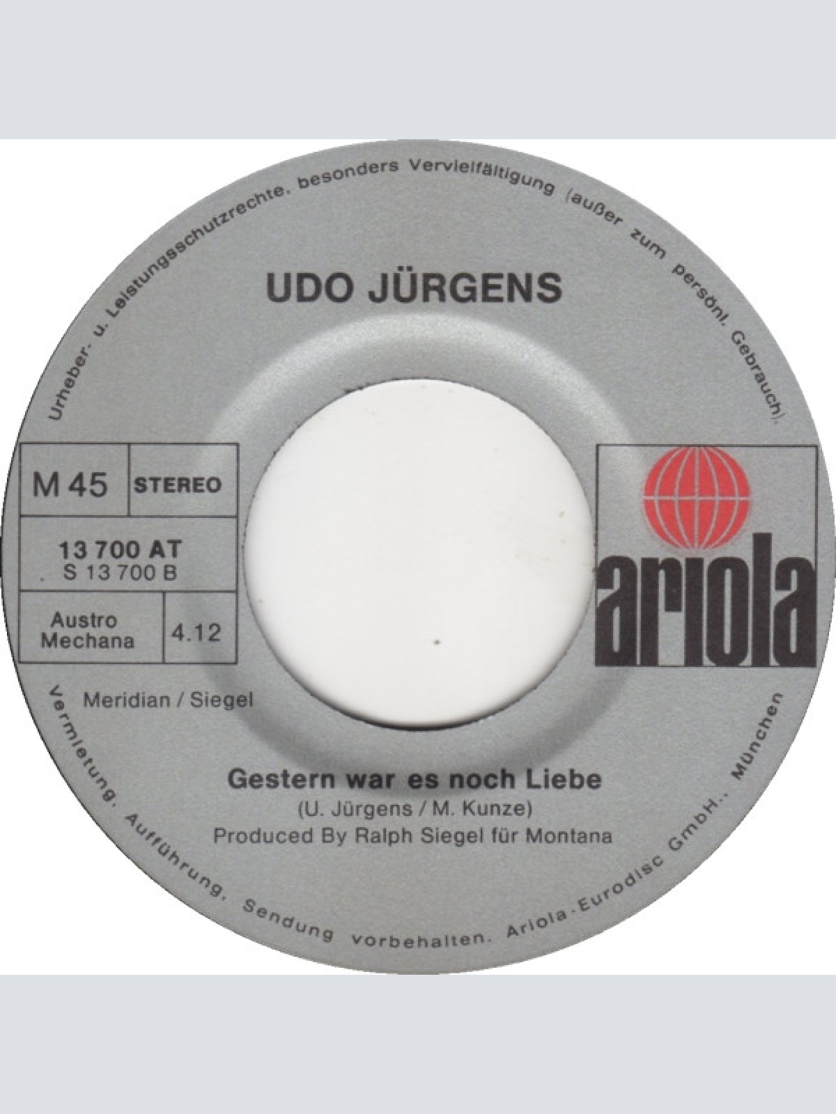 Vinyl / Udo Jürgens - Griechischer Wein