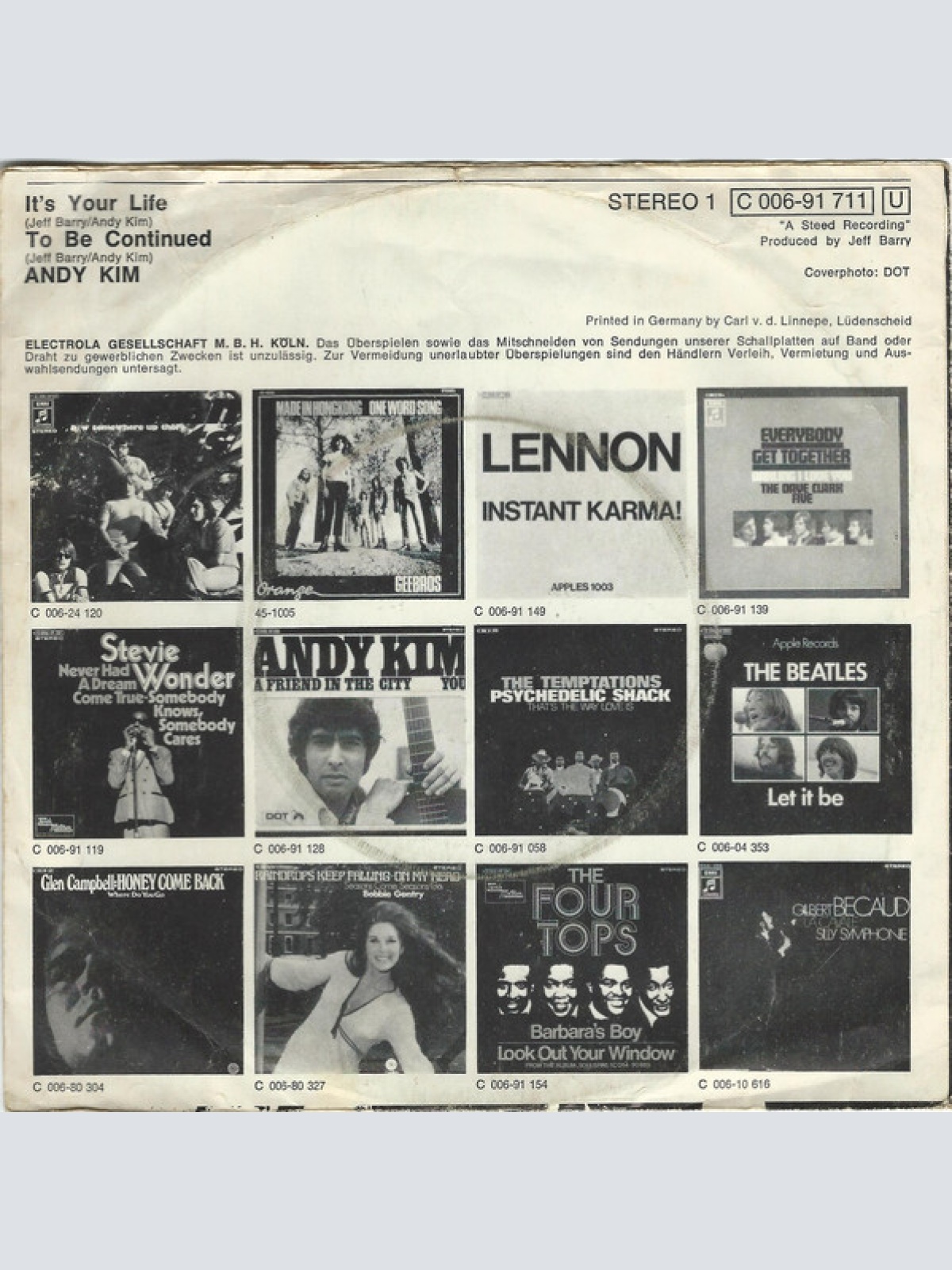 Vinyl / Andy Kim - It's Your Life