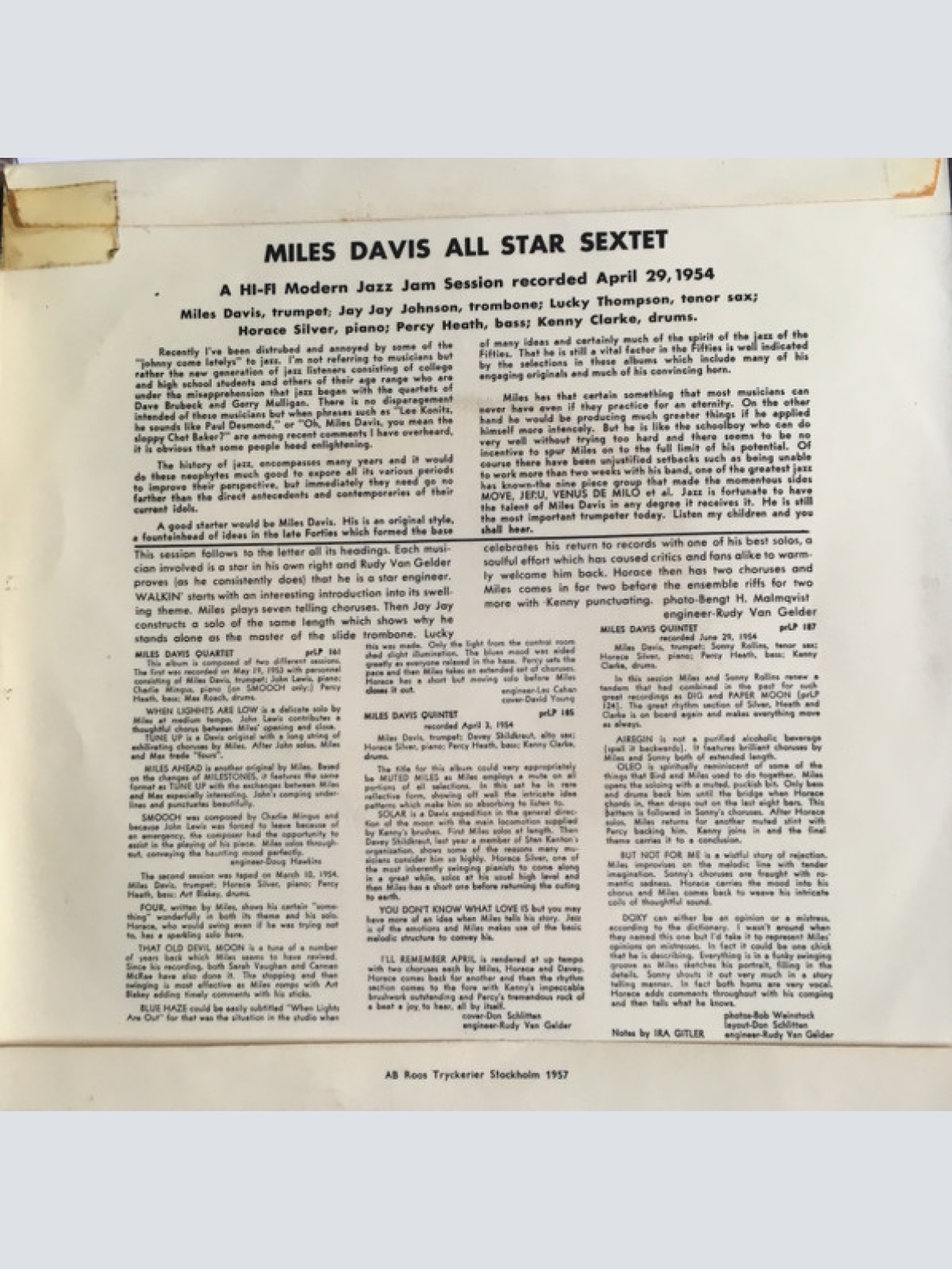 Vinyl / Miles Davis All Stars - Walkin'