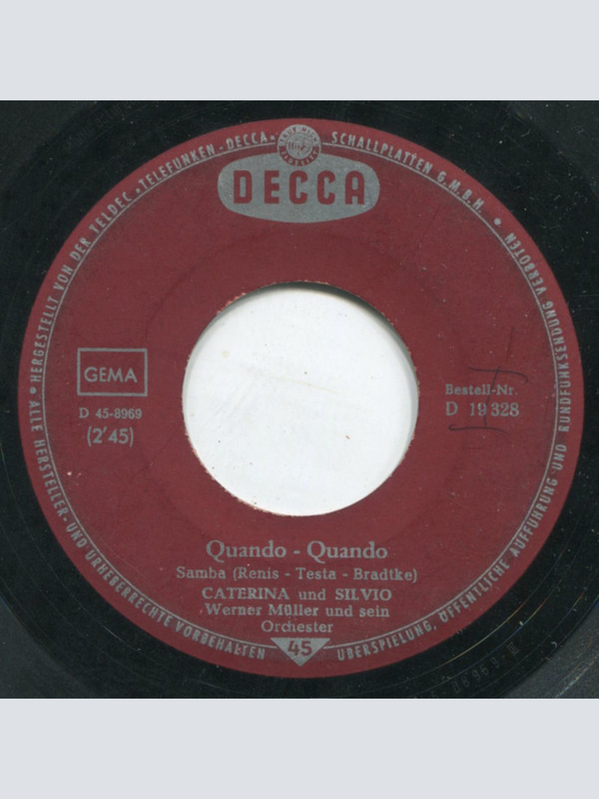 Vinyl / Caterina Und Silvio - Einmal Weht Der Südwind Wieder / Quando Quando