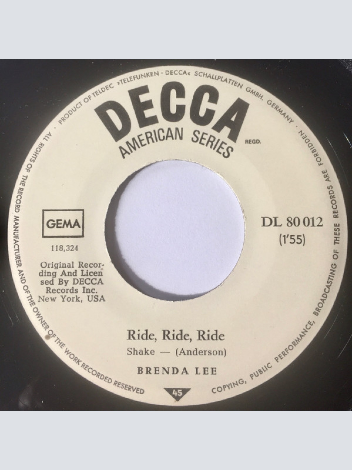 Vinyl / Brenda Lee - Ride, Ride, Ride