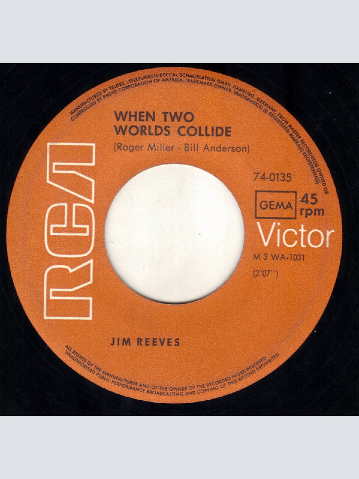 Vinyl / Jim Reeves - When Two Worlds Collide