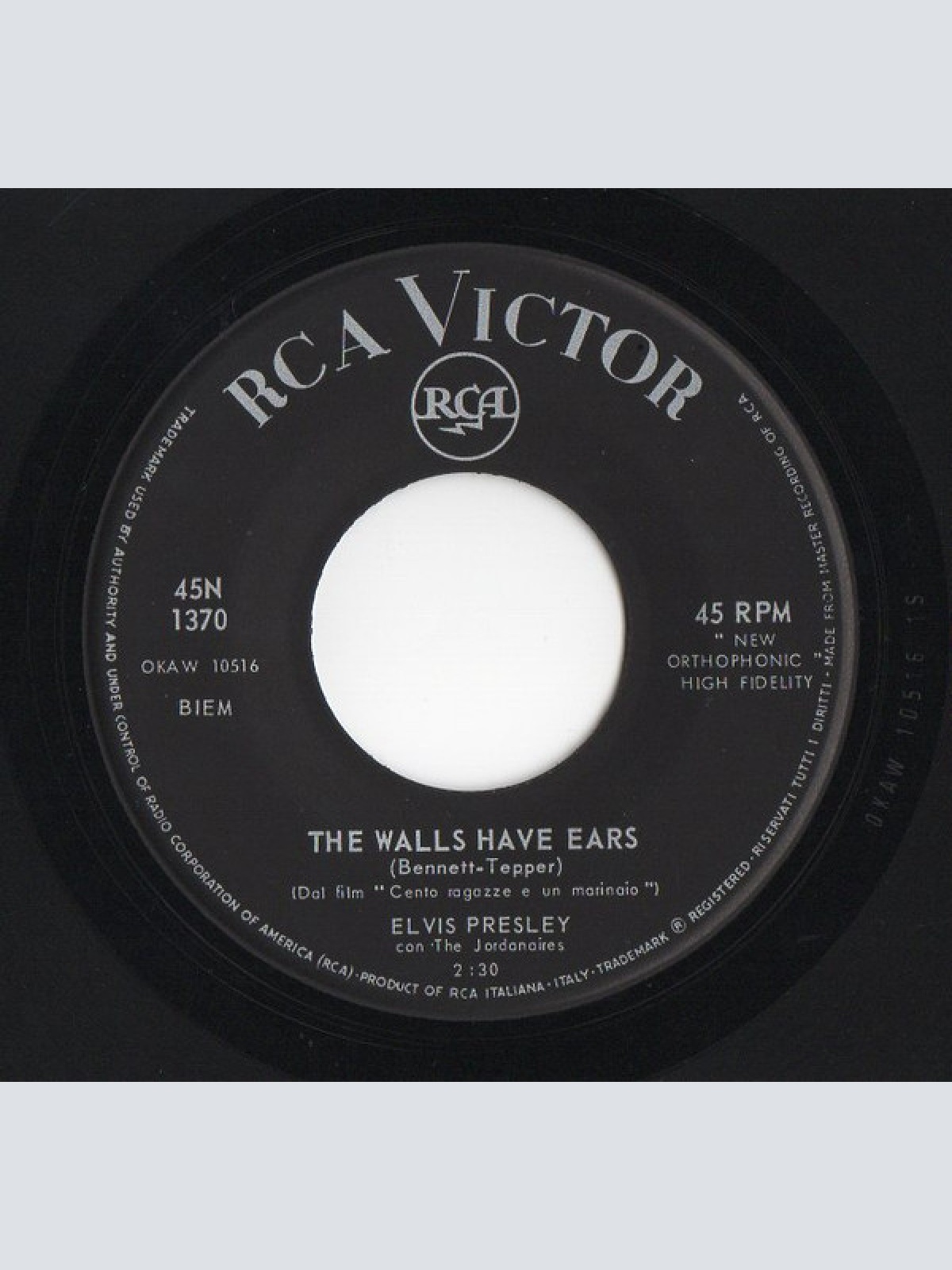 Vinyl / Elvis Presley Con The Jordanaires - The Walls Have Ears