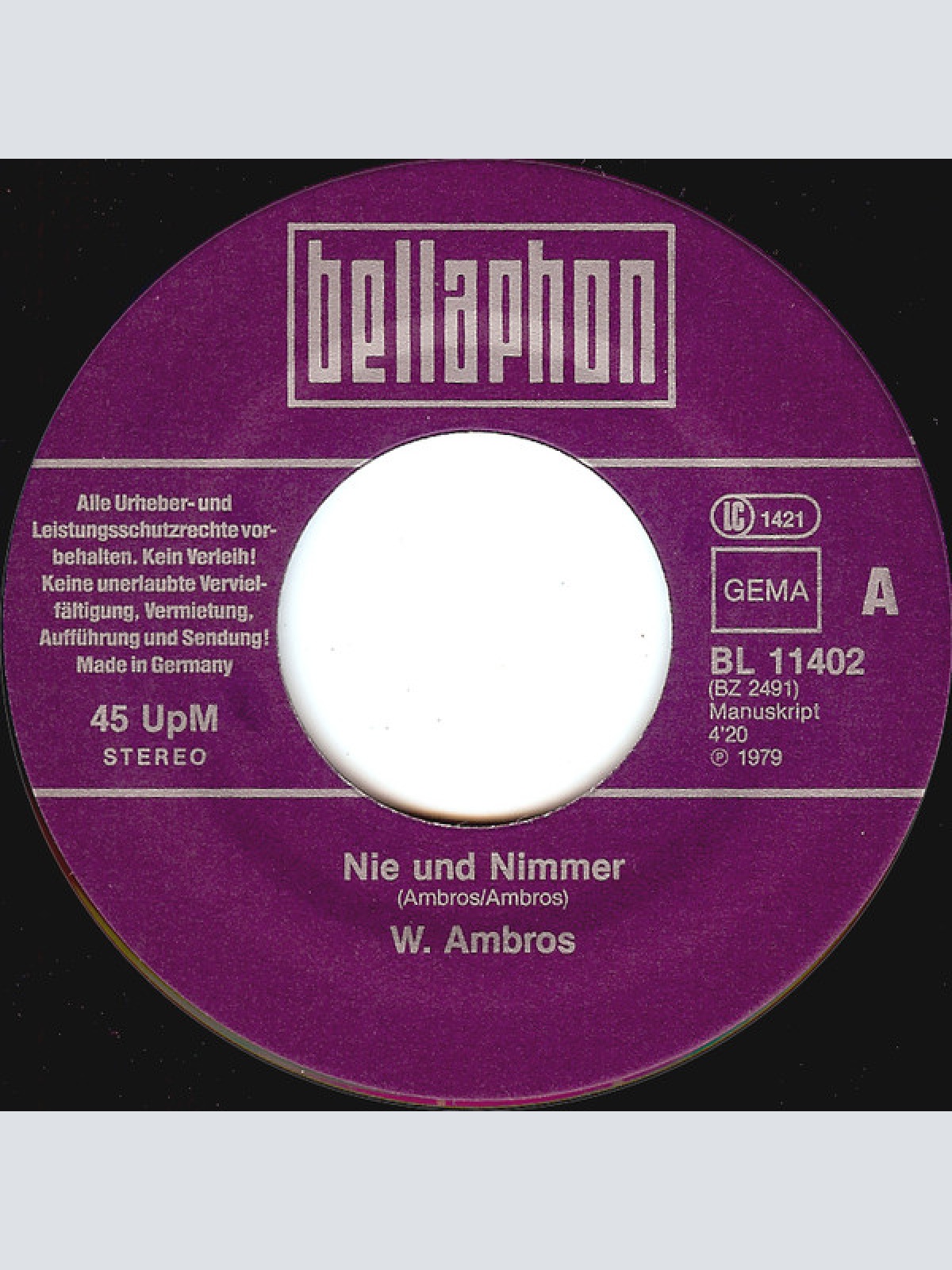 Vinyl / W. Ambros* - Nie Und Nimmer