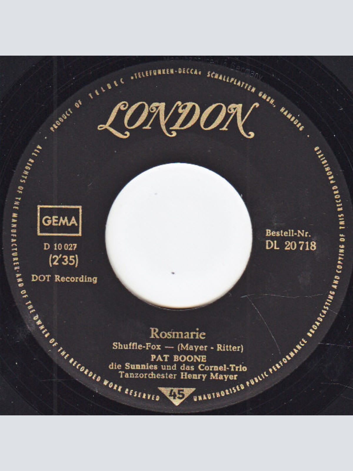 Vinyl / Pat Boone - Rosmarie / Ein Goldener Stern