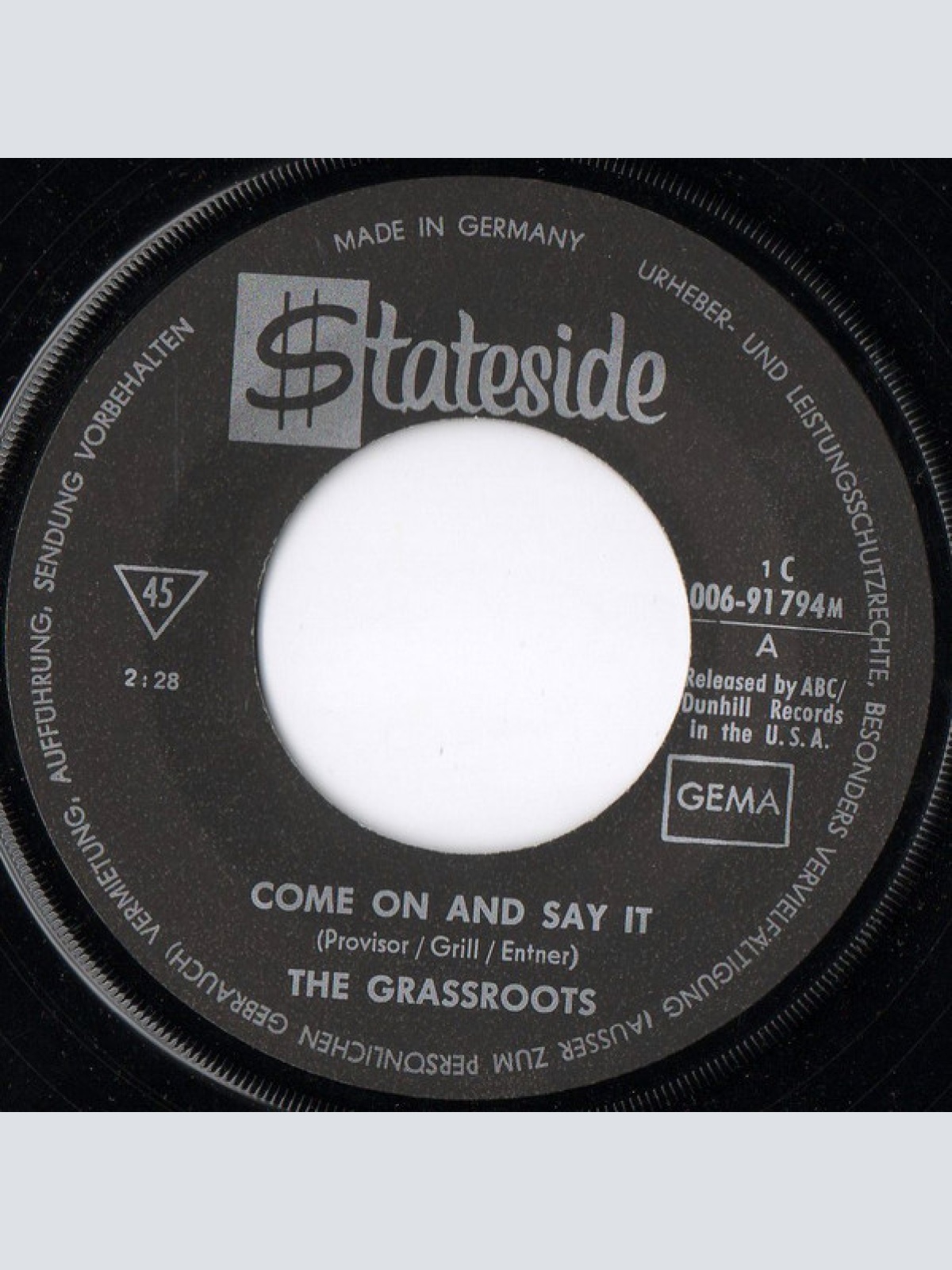 Vinyl / The Grassroots* - Come On And Say It / Something's Comin' Over Me
