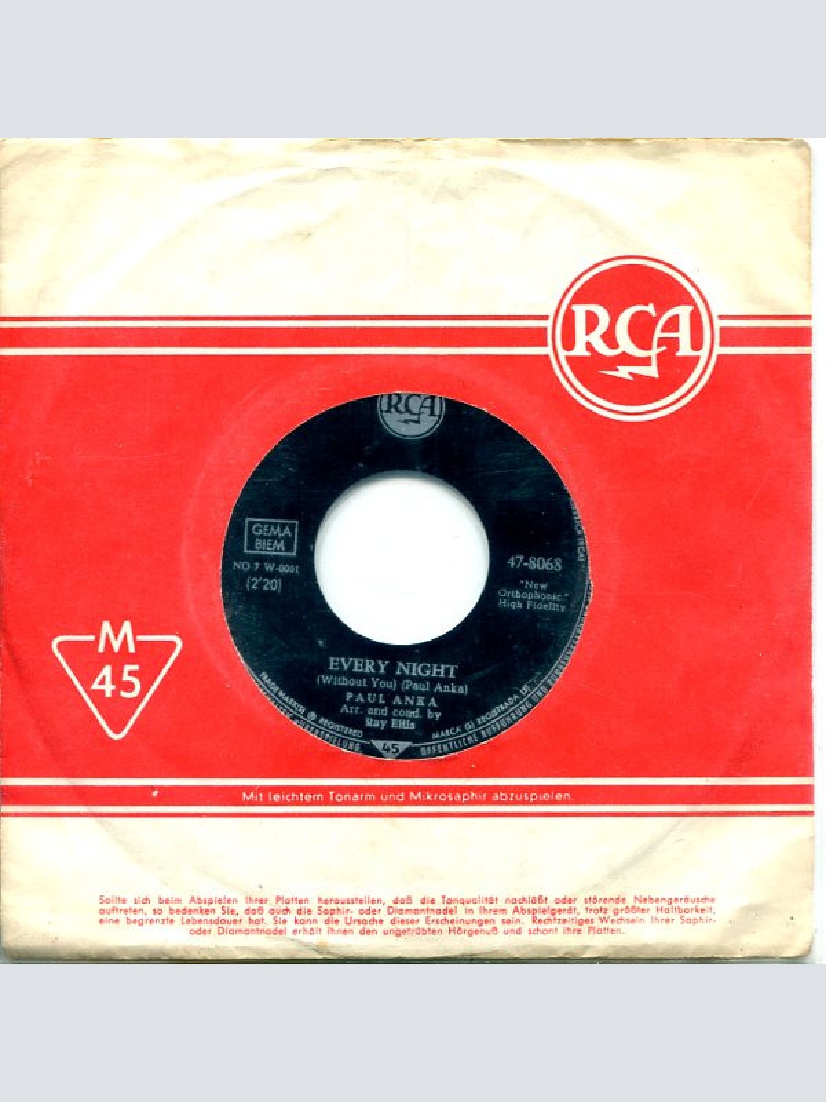 Vinyl / Paul Anka - Every Night / There You Go