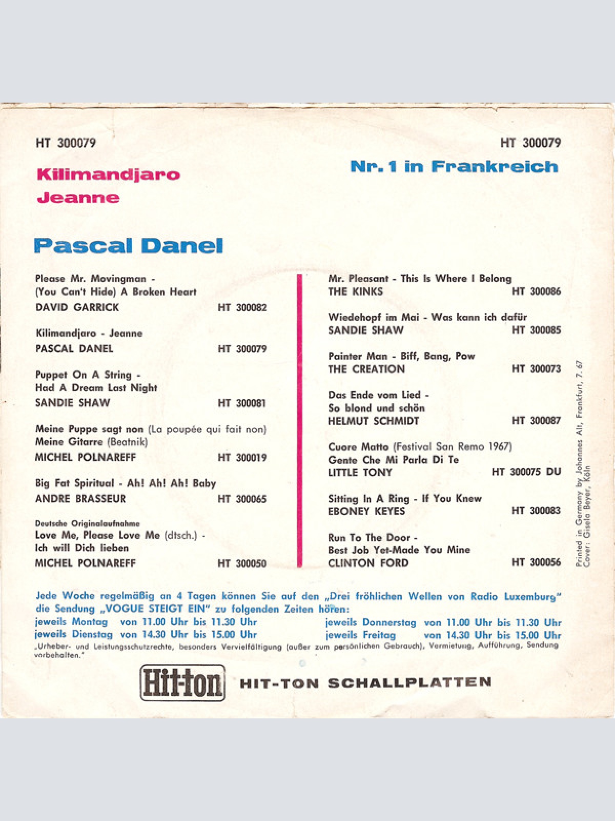 Vinyl / Pascal Danel - Kilimandjaro