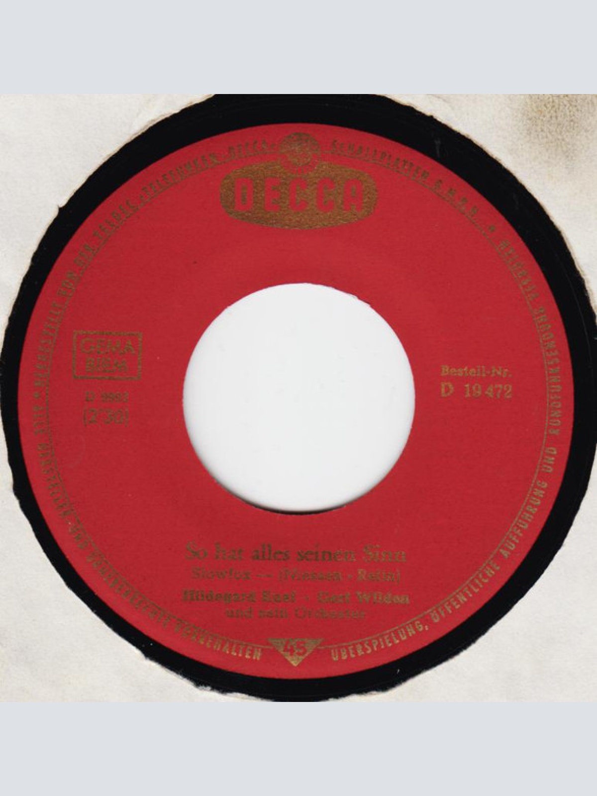 Vinyl / Hildegard Knef - Eins Und Eins, Das Macht Zwei / So Hat Alles Seinen Sinn