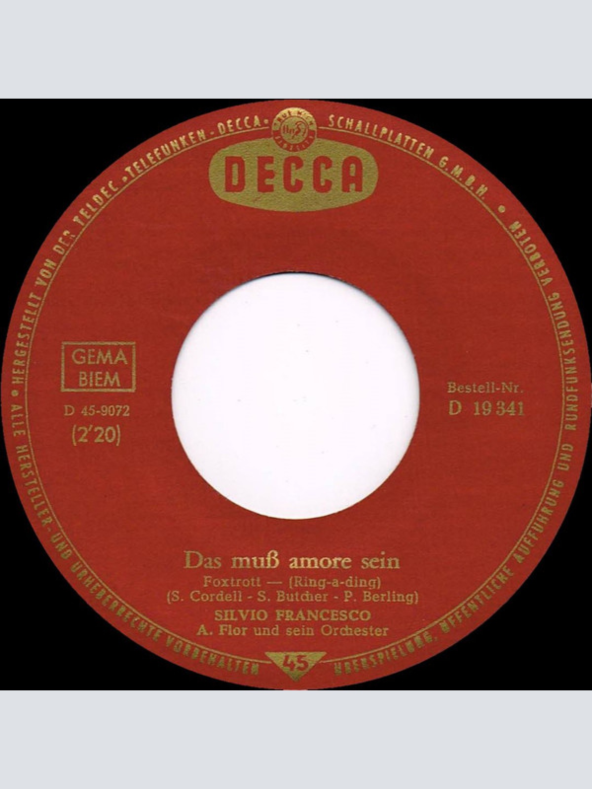 Vinyl / Silvio Francesco - Caterina / Das muß Amore sein