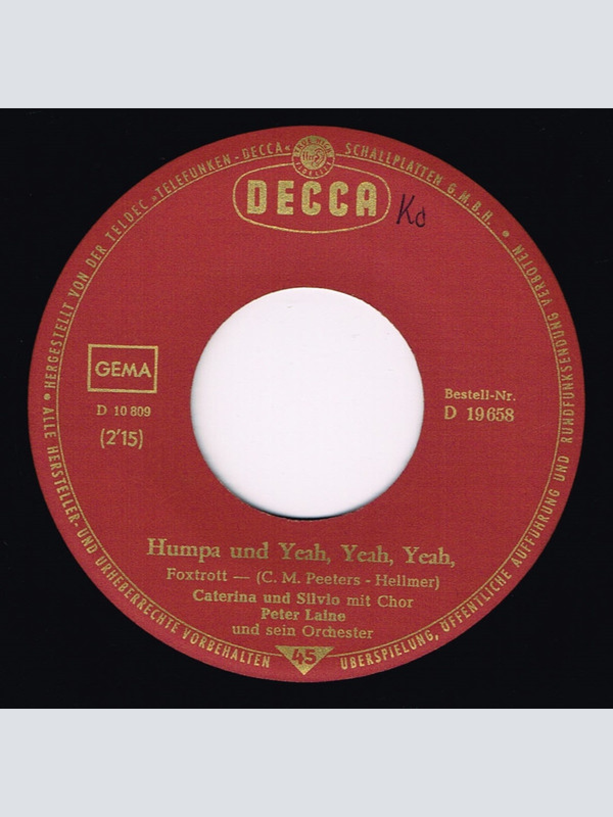 Vinyl / Caterina Und Silvio - Sugar Bébé / Humpa Und Yeah, Yeah, Yeah