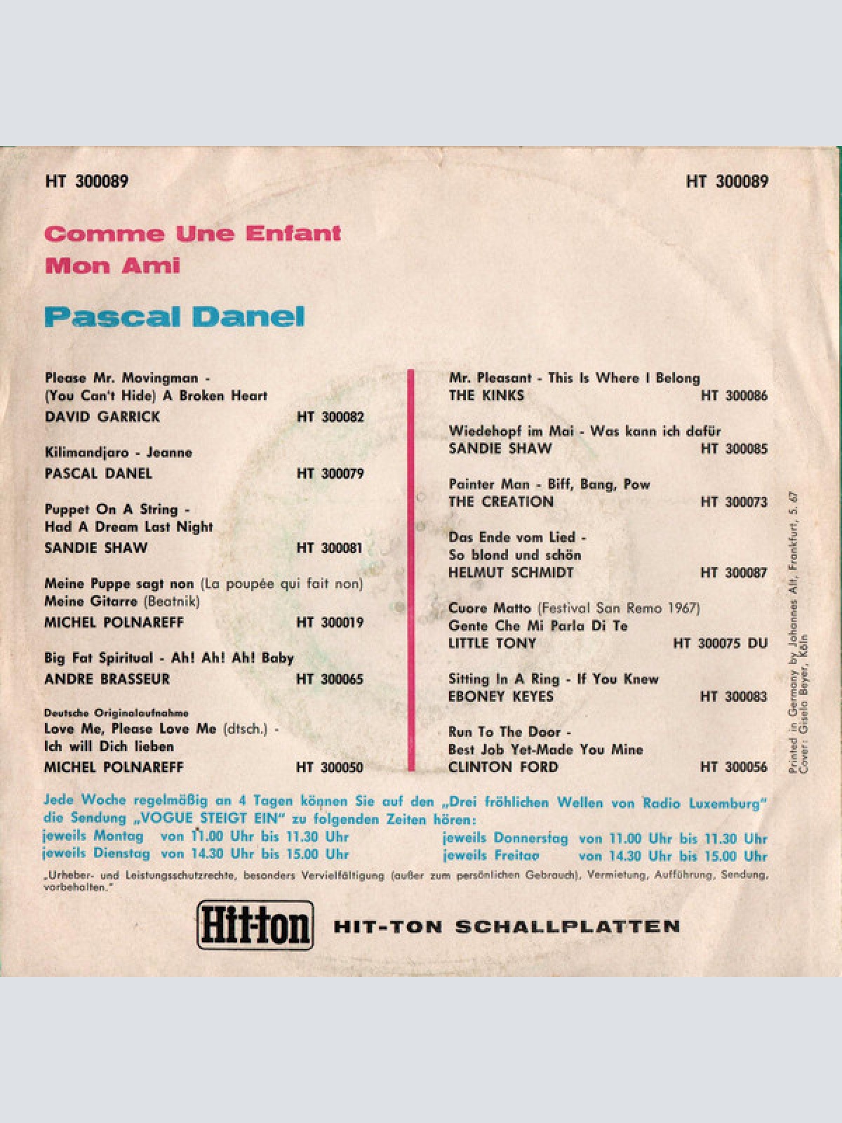 Vinyl / Pascal Danel - Comme Une Enfant