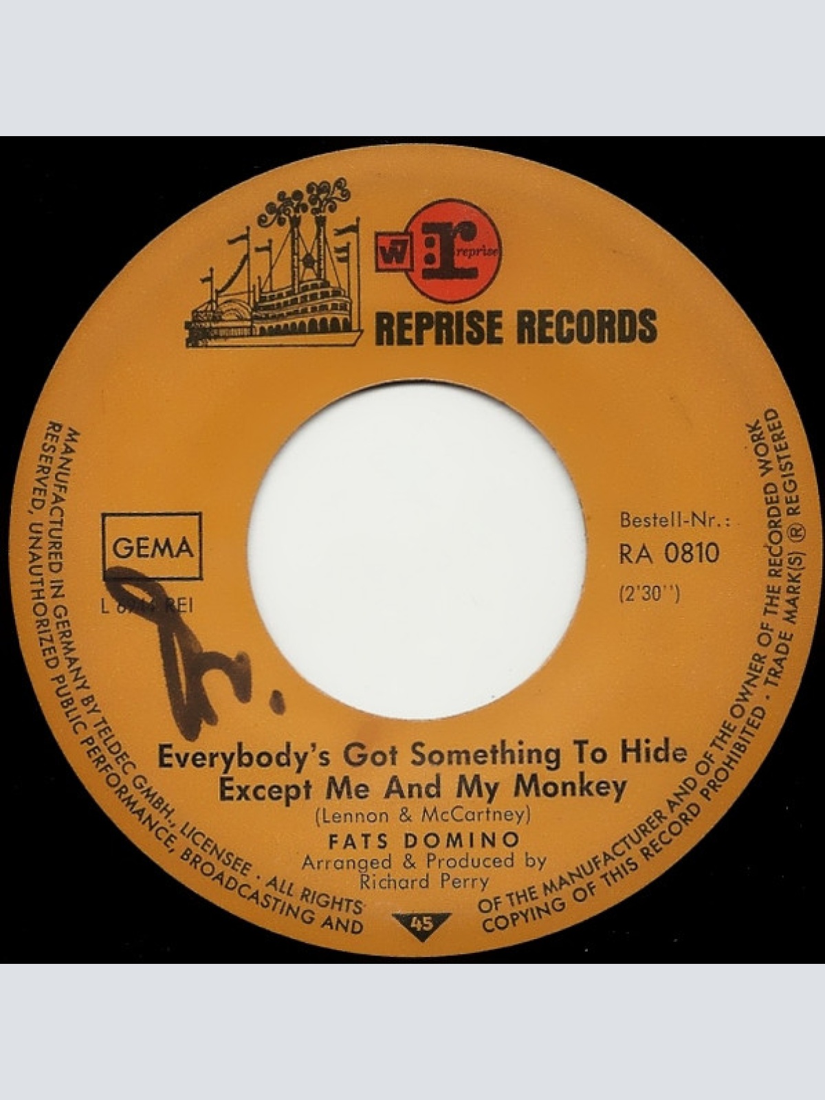 Vinyl / Fats Domino - Everybody's Got Something To Hide Except Me And My Monkey