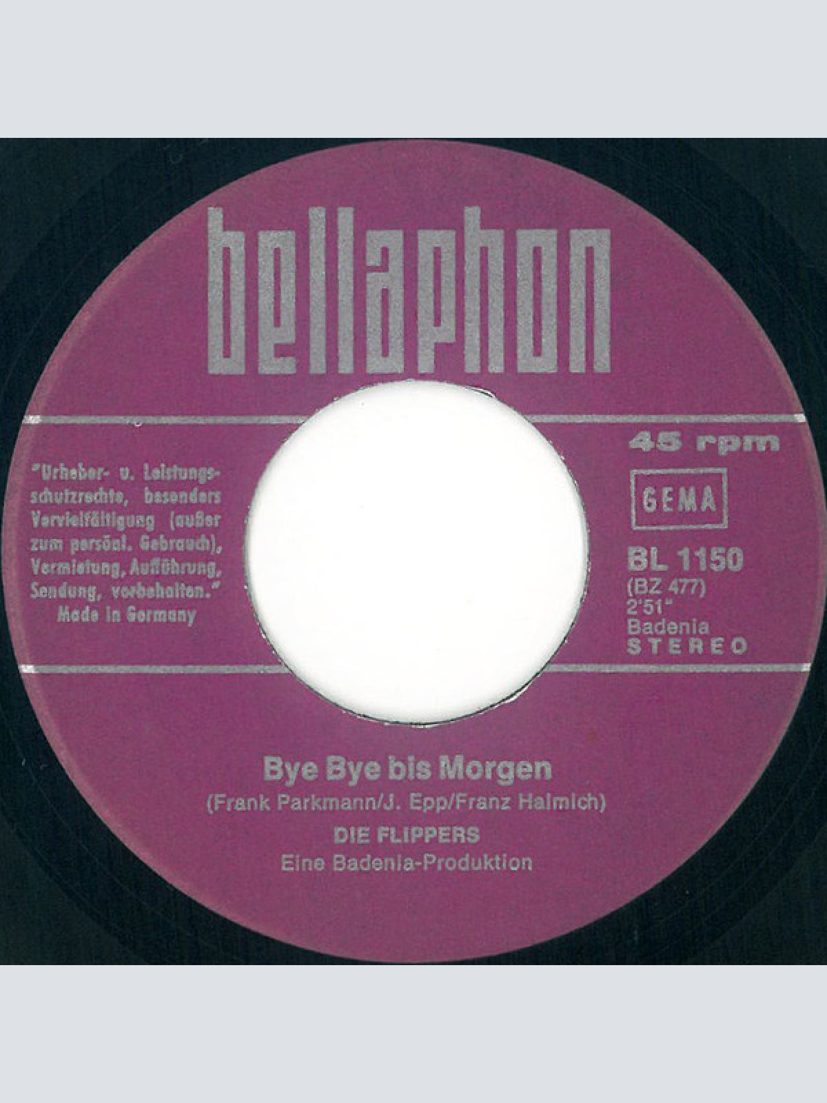 Vinyl / Die Flippers - Bye Bye Bis Morgen