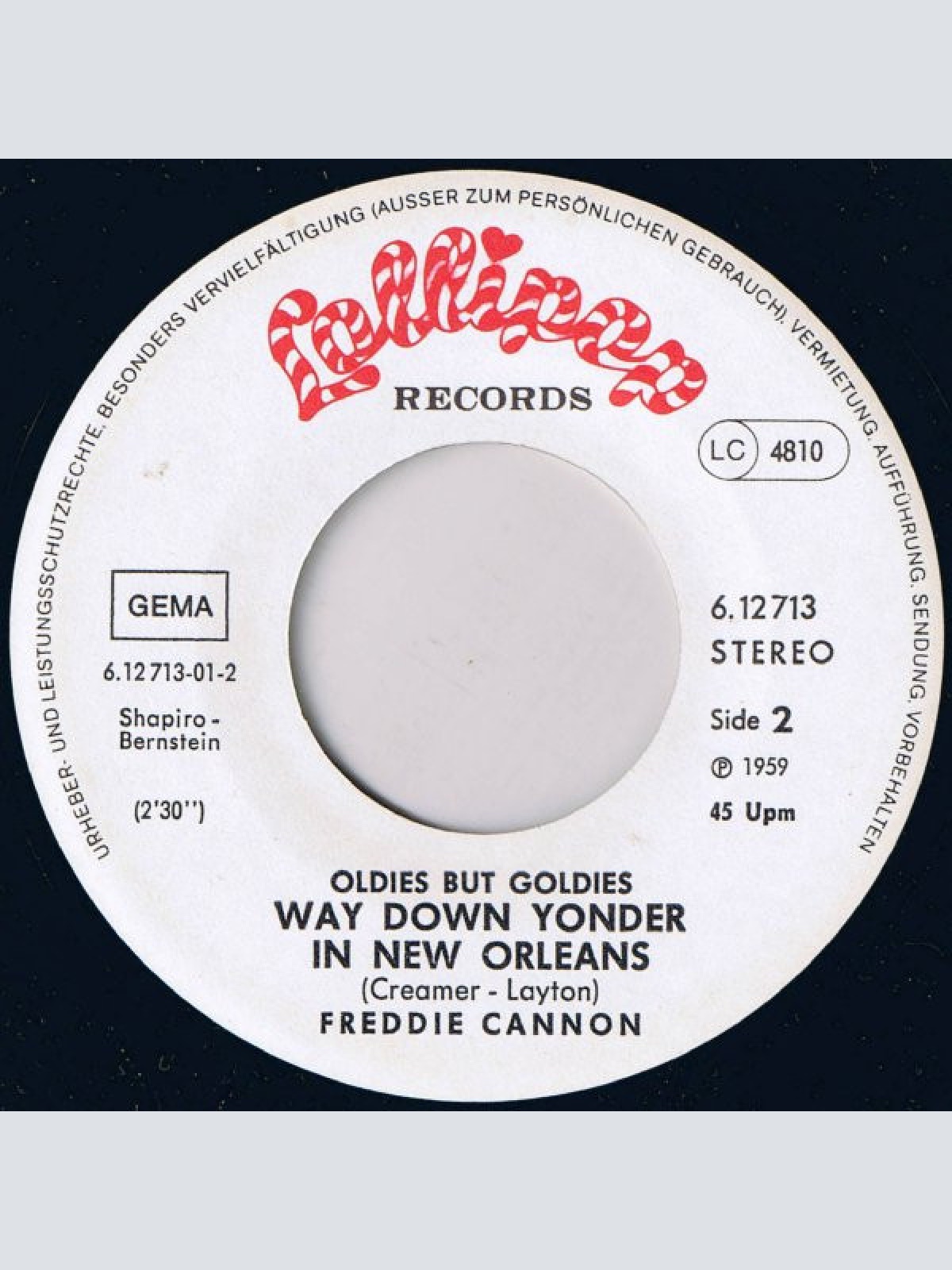 Vinyl / Freddie Cannon* - Tallahassie Lassie / Way Down Yonder In New Orleans