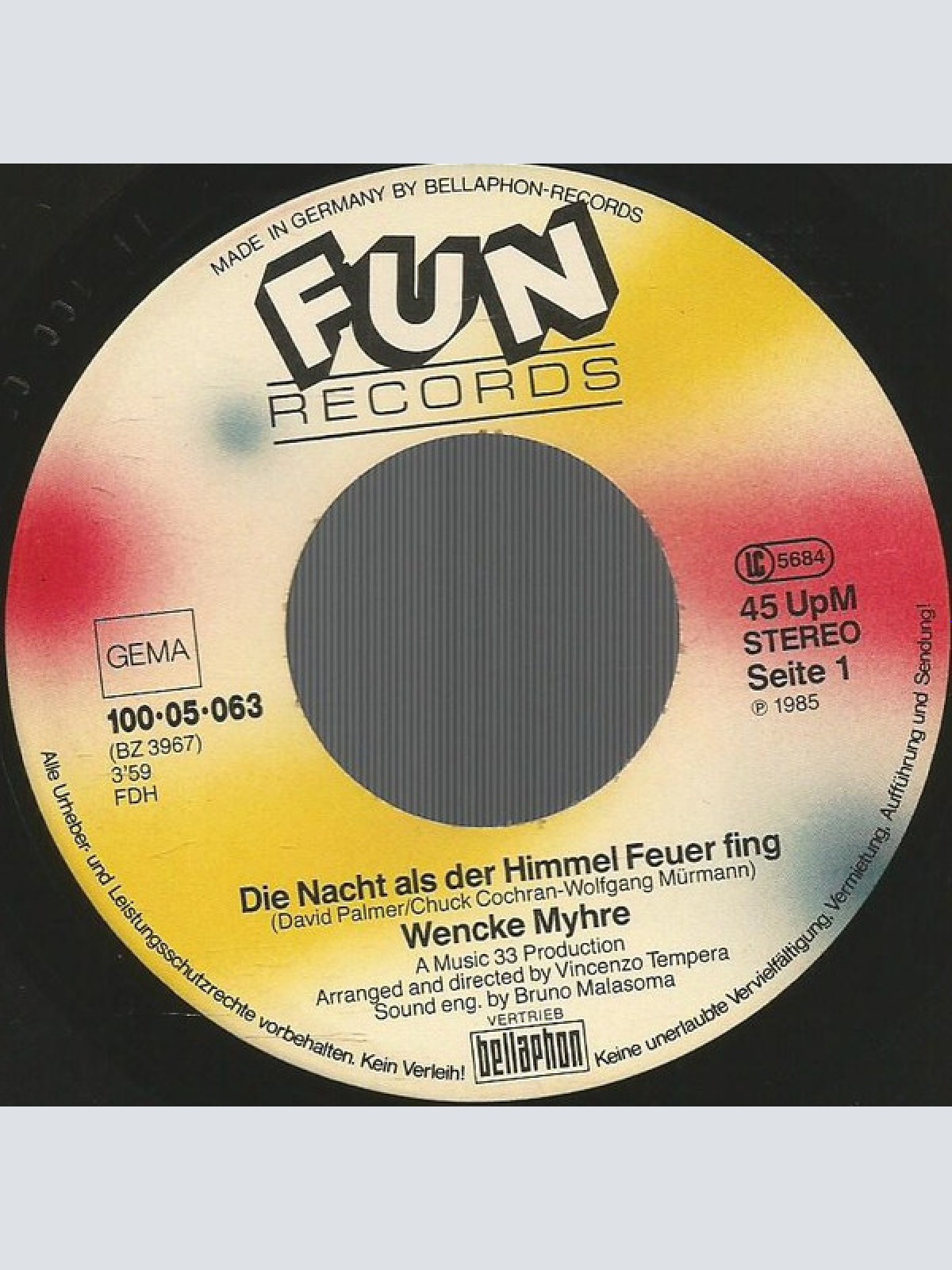 Vinyl / Wencke Myhre - Die Nacht Als Der Himmel Feuer Fing